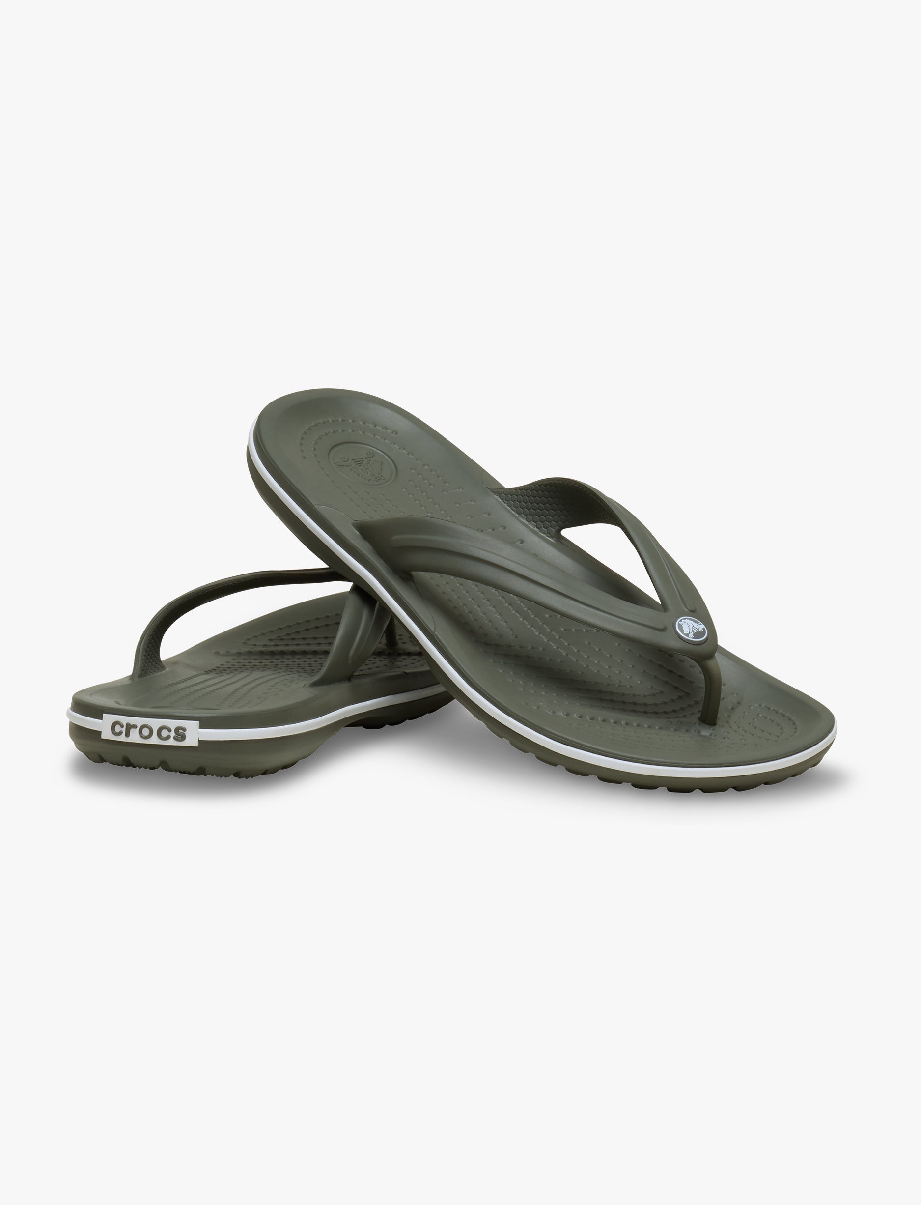 Crocs Crocband Flip - נעלי אצבע קרוקס בצבע זית אבקתי