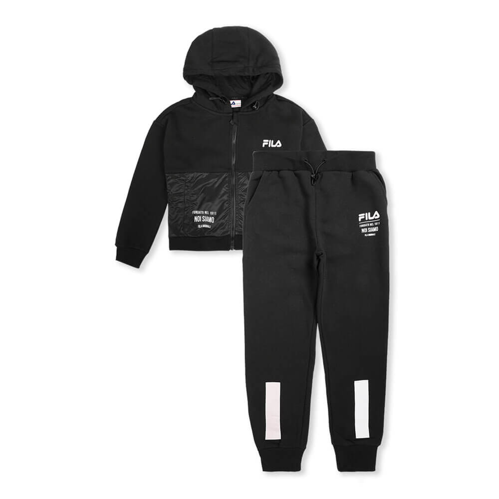סט ג'קט קפוצ'ון ומכנסיים פילה Zipped Hooded Fleece Set נוער