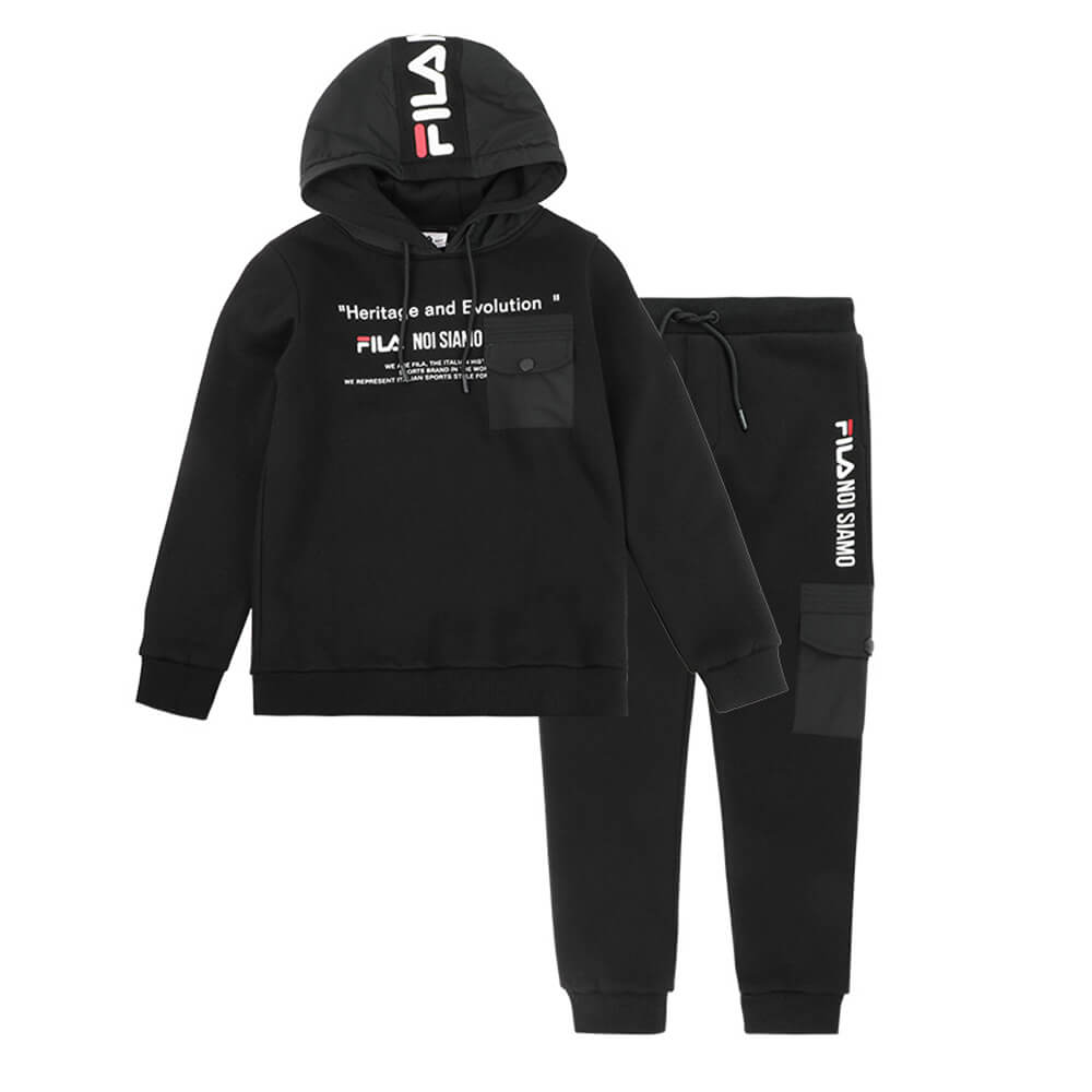 סט סווטשירט קפוצ'ון ומכנסיים פילה Hooded Fleece Set נוער