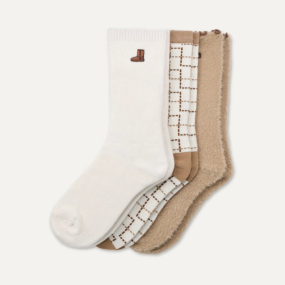 מארז שלישיית גרביים UGG Classic Crew 3 Pack נשים - ugg-1181414-CCBT-One-Size