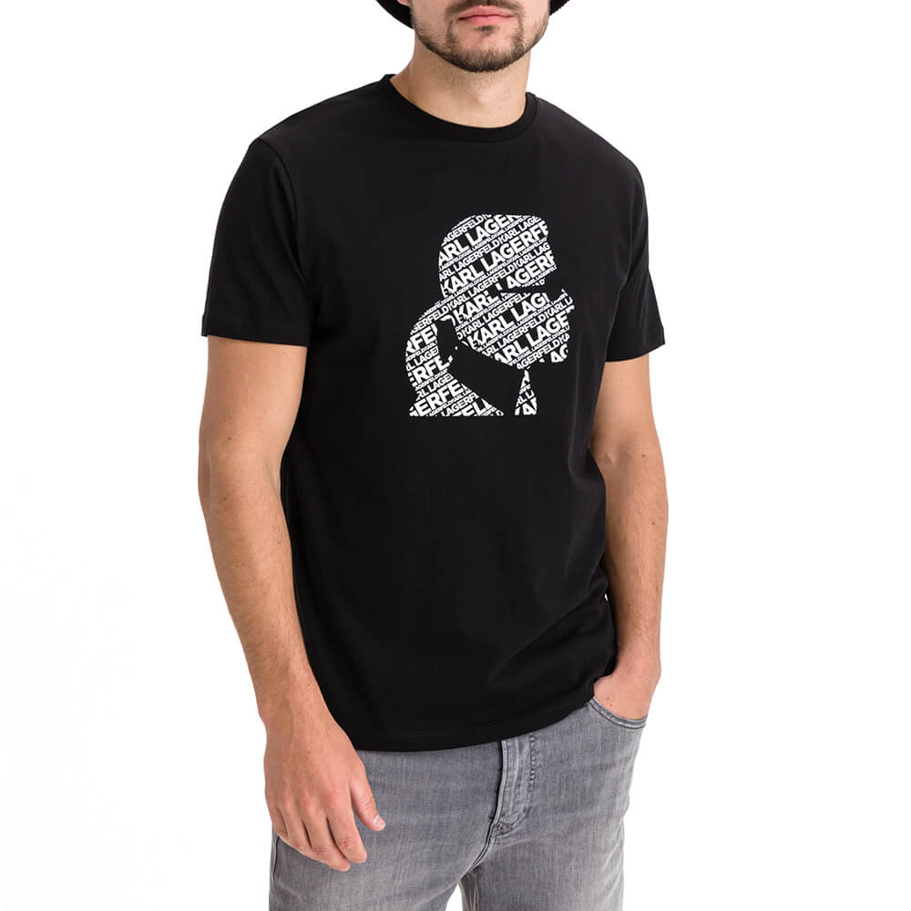 חולצת טישרט קרל לגרפלד קצרה פרצוף לוגו מפוזר גברים