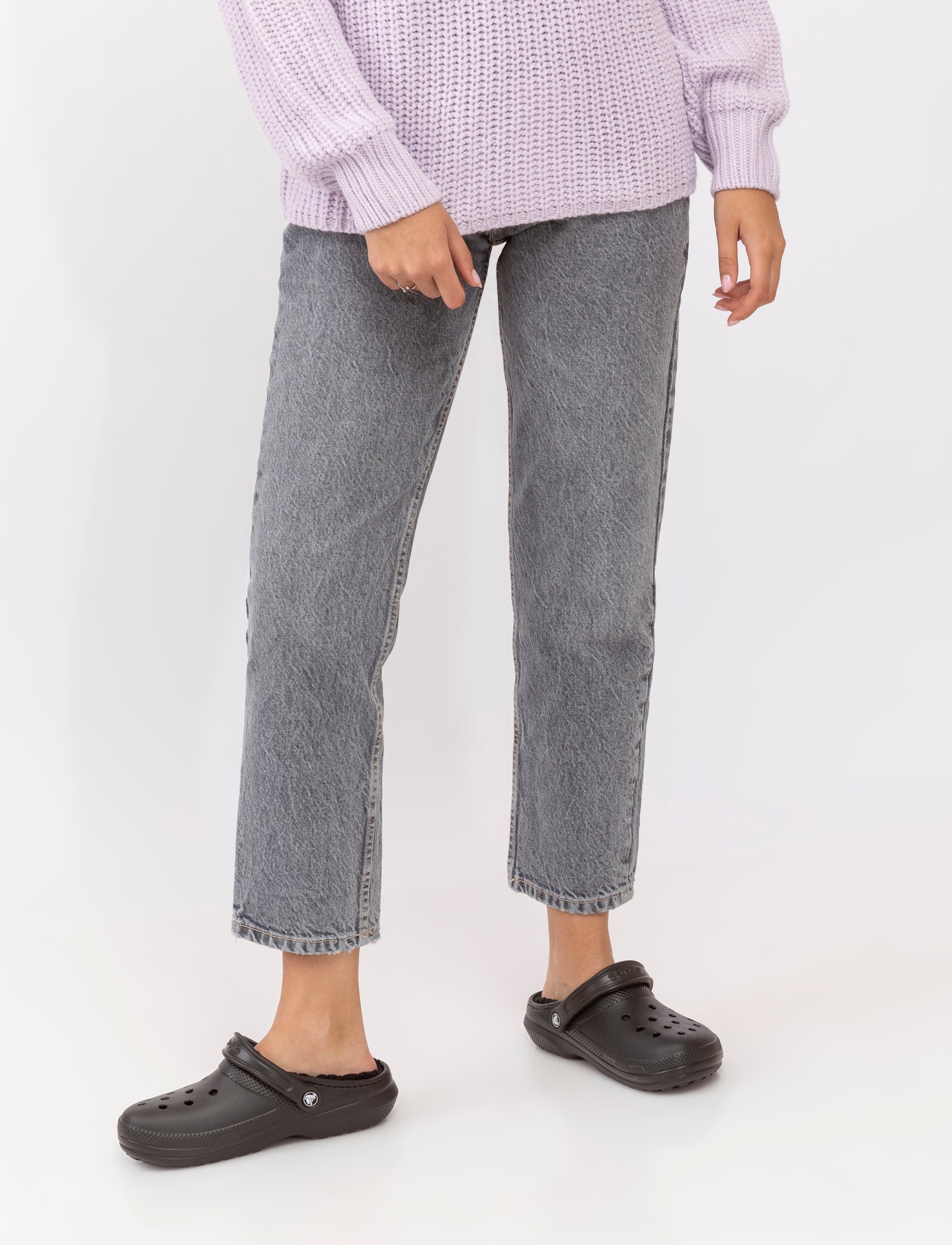 Crocs Classic Lined Clog - כפכפים פרוותיים קרוקס בצבע שחור