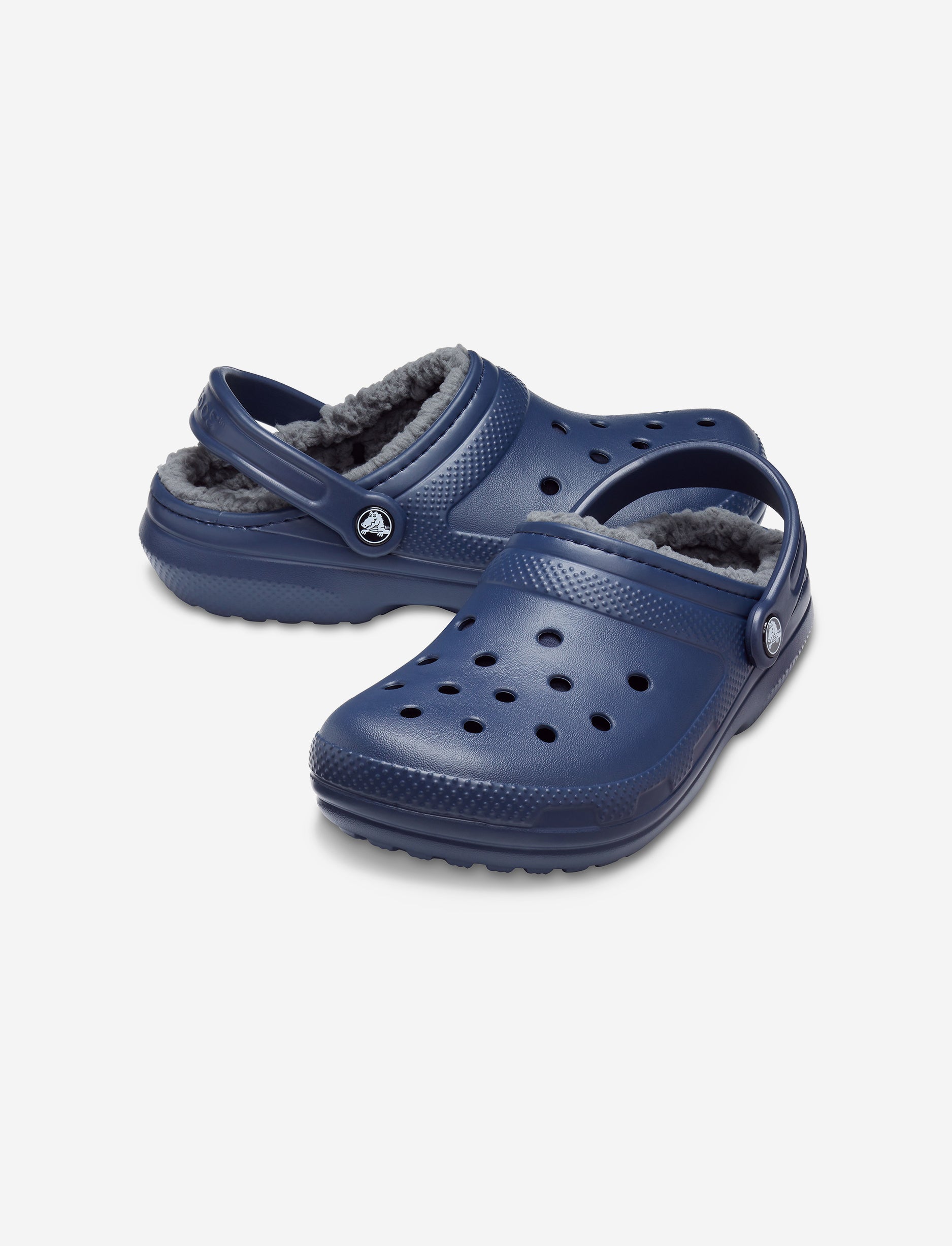 Crocs Classic Lined Clog - כפכפים פרוותיים קרוקס בצבע נייבי/אפור