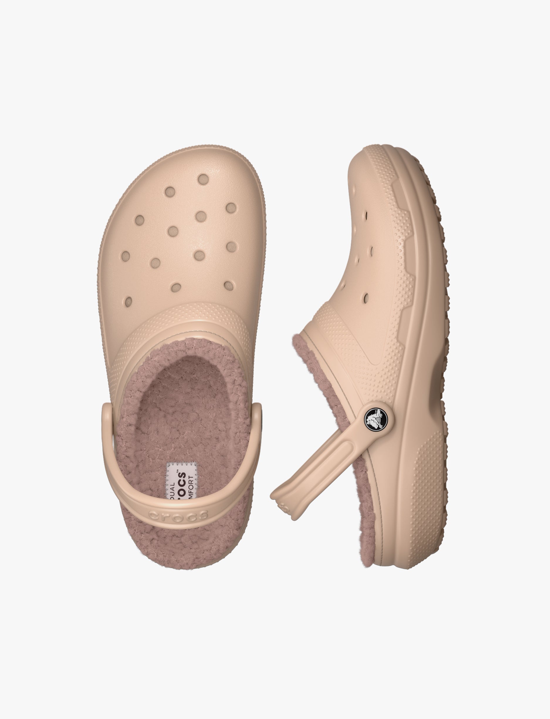 Crocs Classic Lined Clog - כפכפי קרוקס פרוותיים בצבע ורוד קרמל