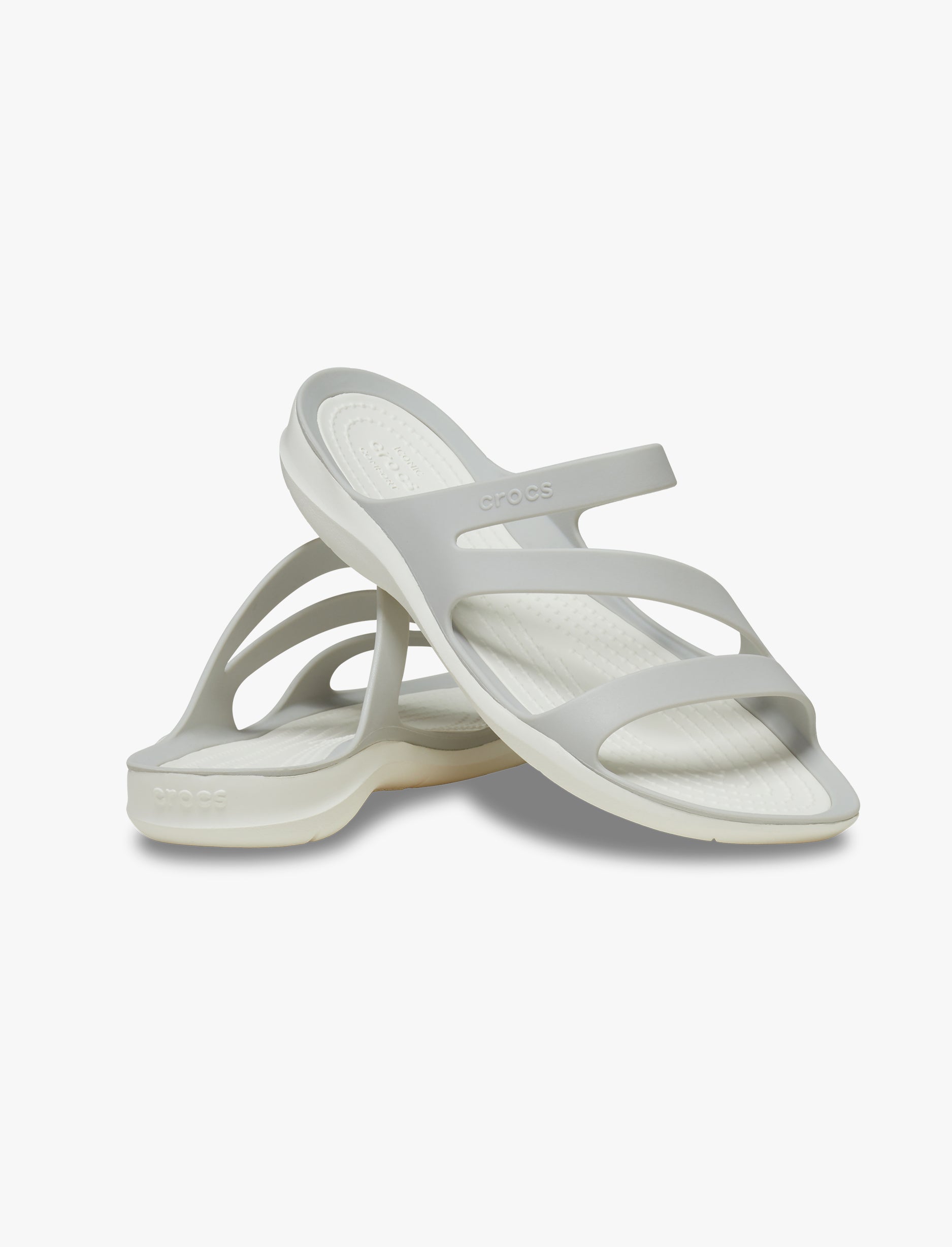 Crocs Swiftwater Sandal - כפכפים לנשים קרוקס רצועות בצבע אפור בהיר