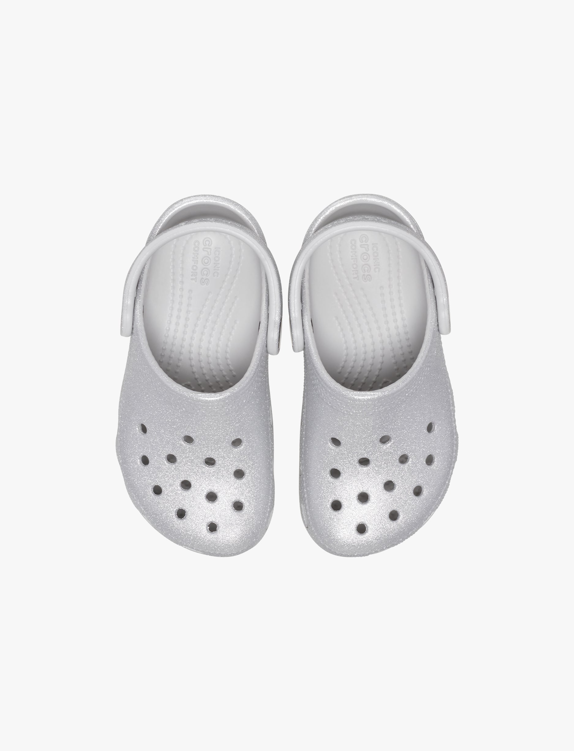 Crocs Classic Glitter Clog K - כפכף קרוקס קלאסי לילדות בצבע כסף בהדפס נצנצים