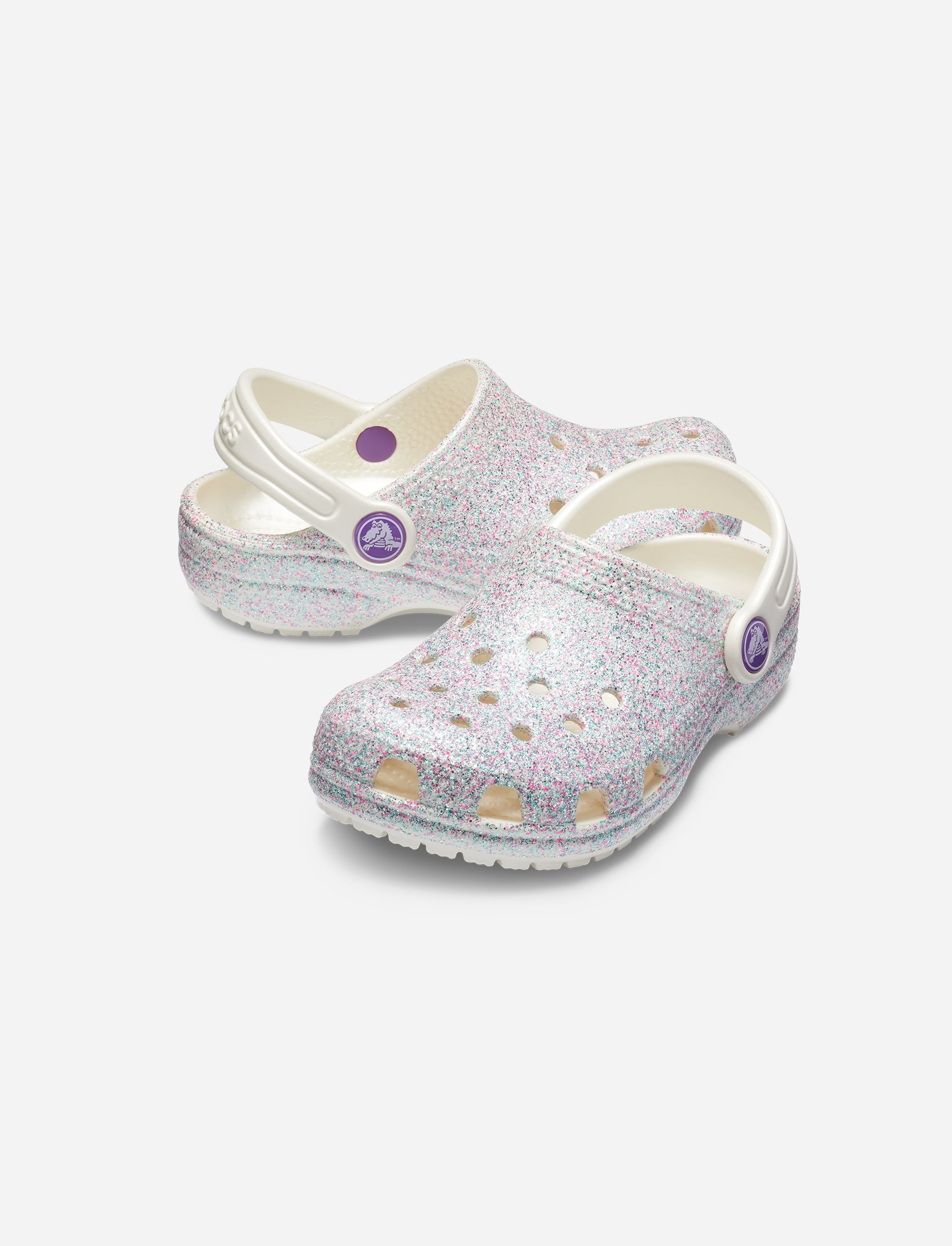 Crocs Classic Glitter Clog K - כפכף קרוקס קלאסי לילדות בצבע צדף בהדפס נצנצים