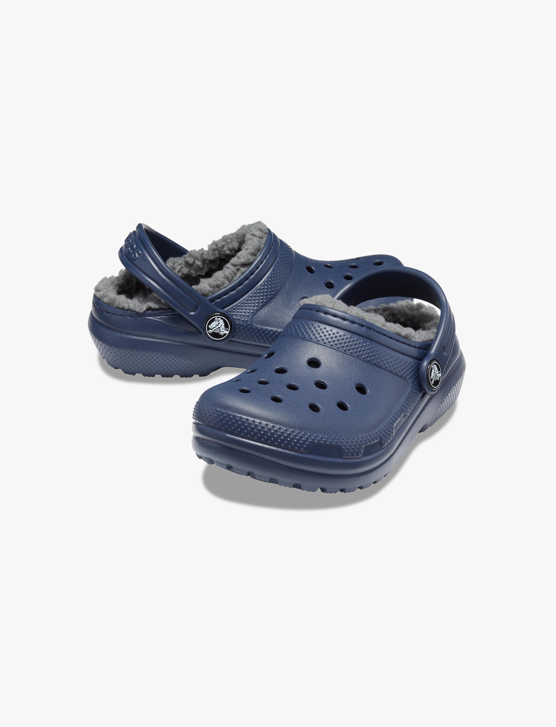 Crocs Classic Lined Clog T - כפכפים פרוותיים קרוקס לילדים מידות קטנות בצבע נייבי/אפור