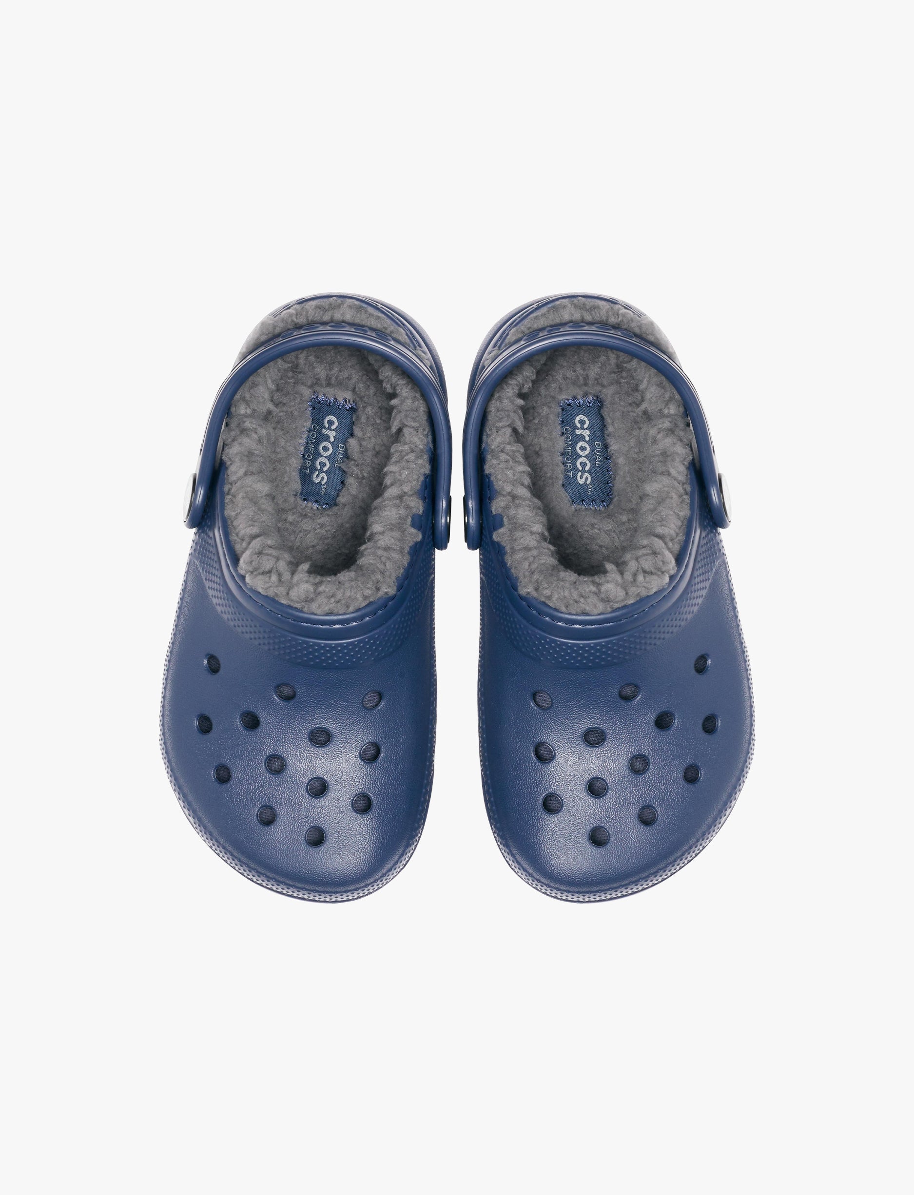 Crocs Classic Lined Clog T - כפכפים פרוותיים קרוקס לילדים מידות קטנות בצבע נייבי/אפור