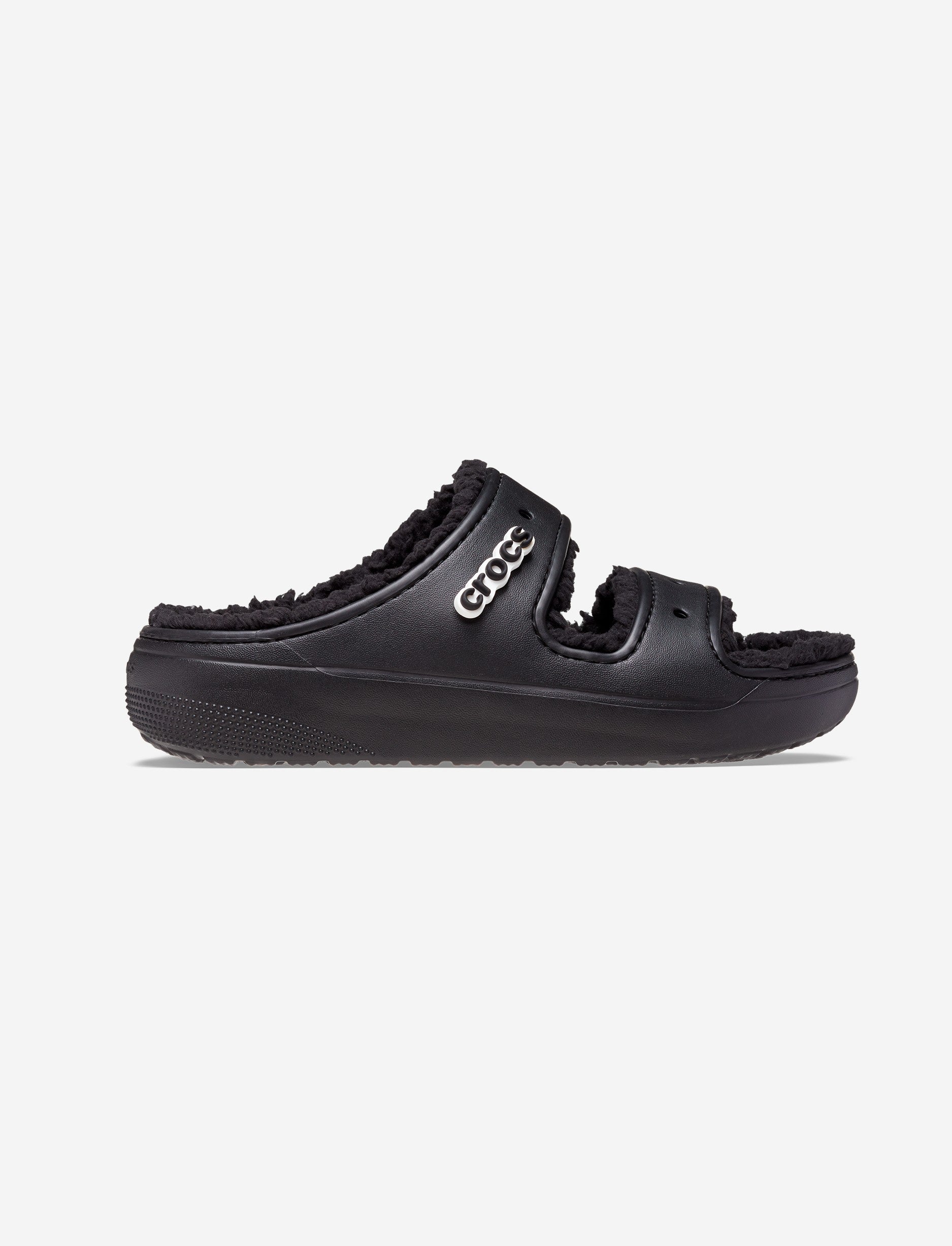 Crocs Classic Cozzzy Sandal - כפכפי קרוקס פרווה לנשים בצבע שחור