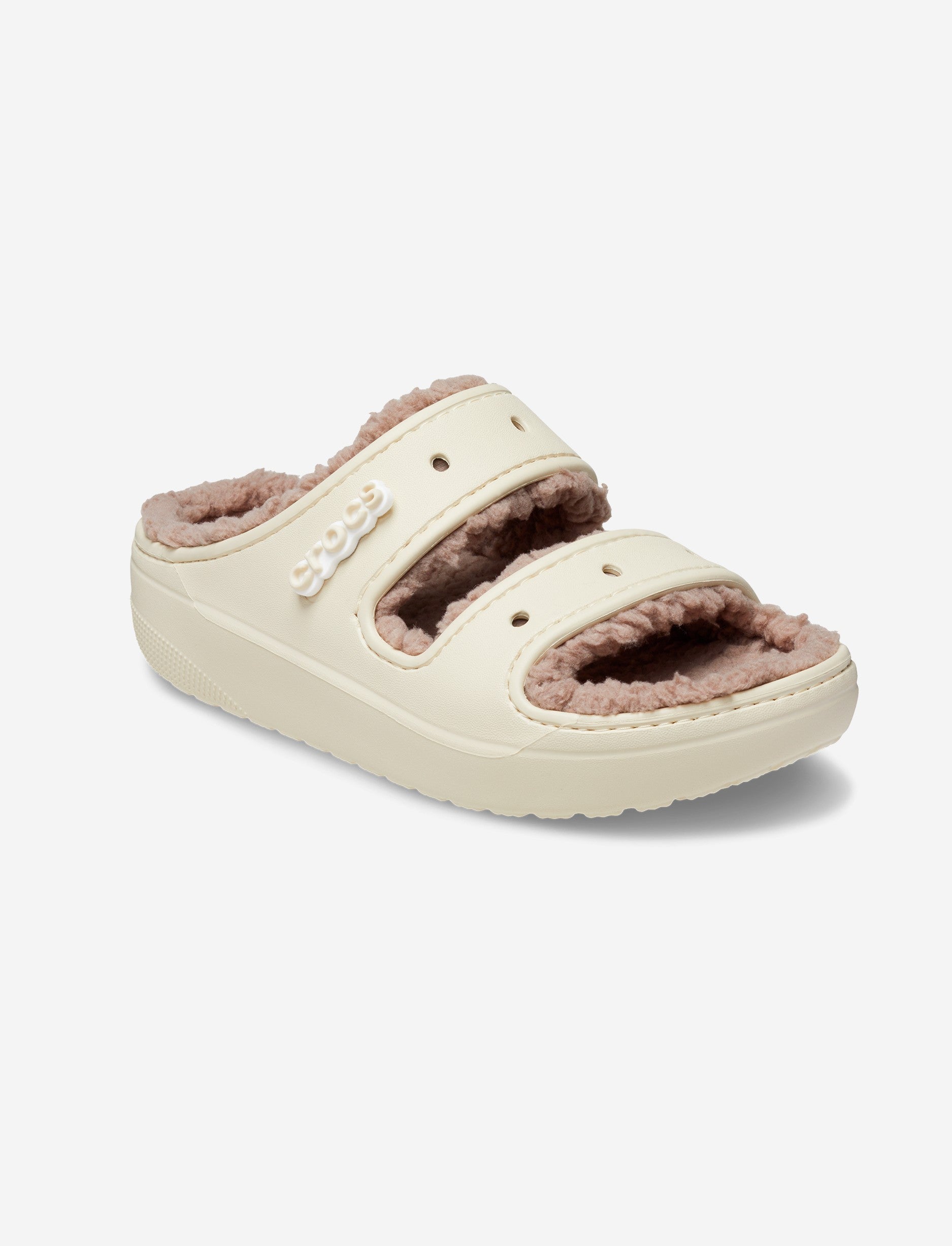 Crocs Classic Cozzzy Sandal - כפכפי קרוקס פרווה לנשים בצבע בון/משרום