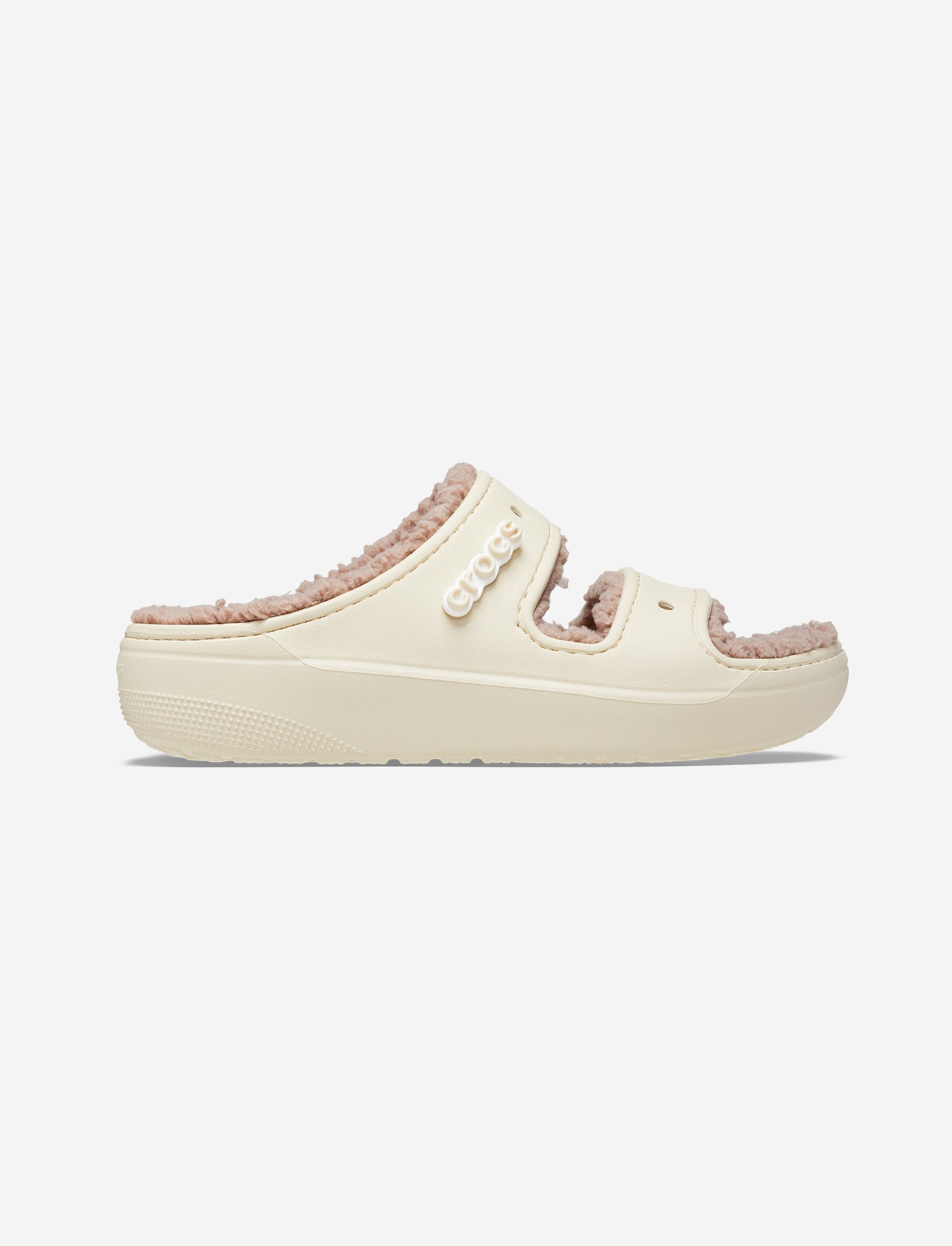 Crocs Classic Cozzzy Sandal - כפכפי קרוקס פרווה לנשים בצבע בון/משרום