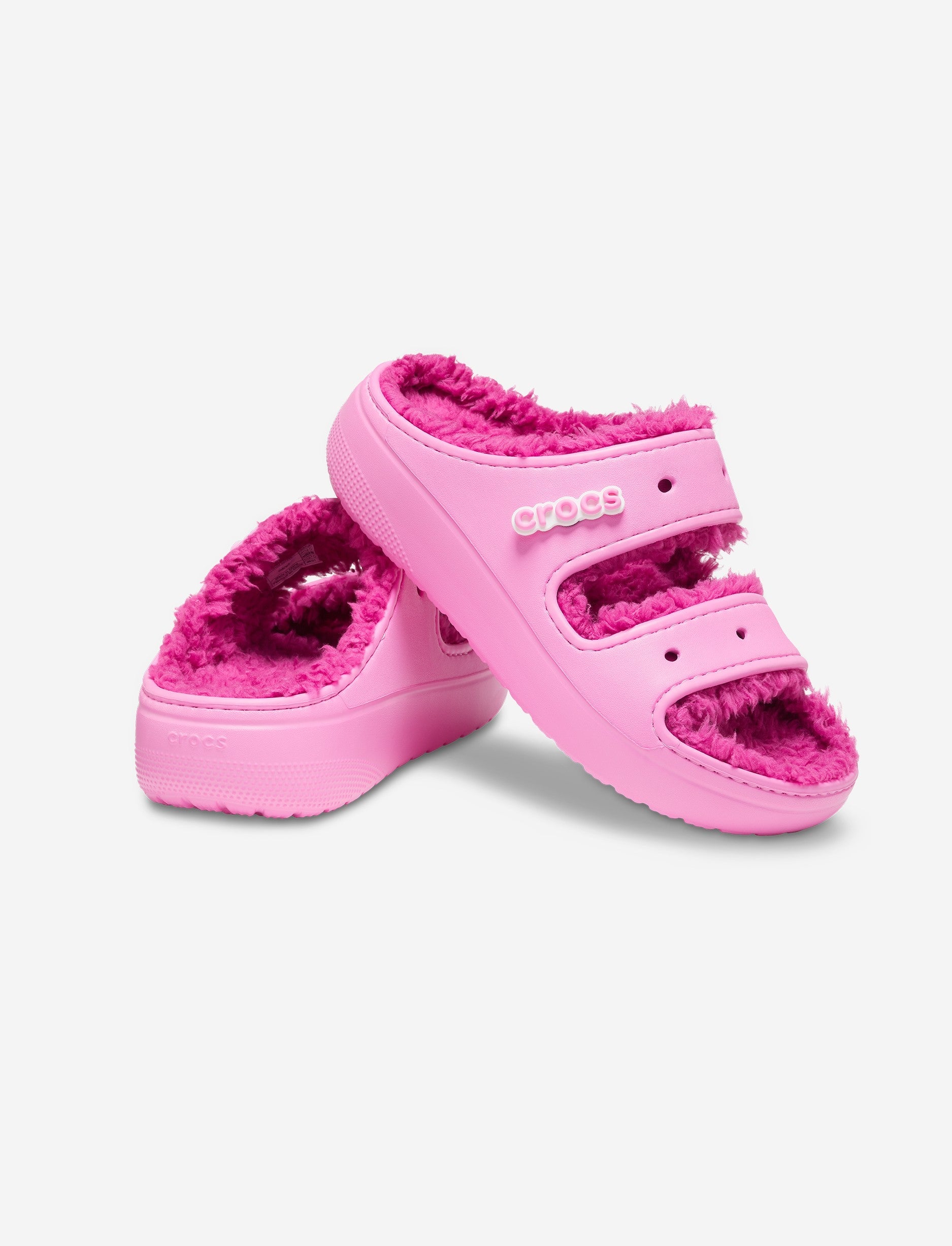 Crocs Classic Cozzzy Sandal -כפכפי קרוקס פרווה לנשים בצבע ורוד טאפי