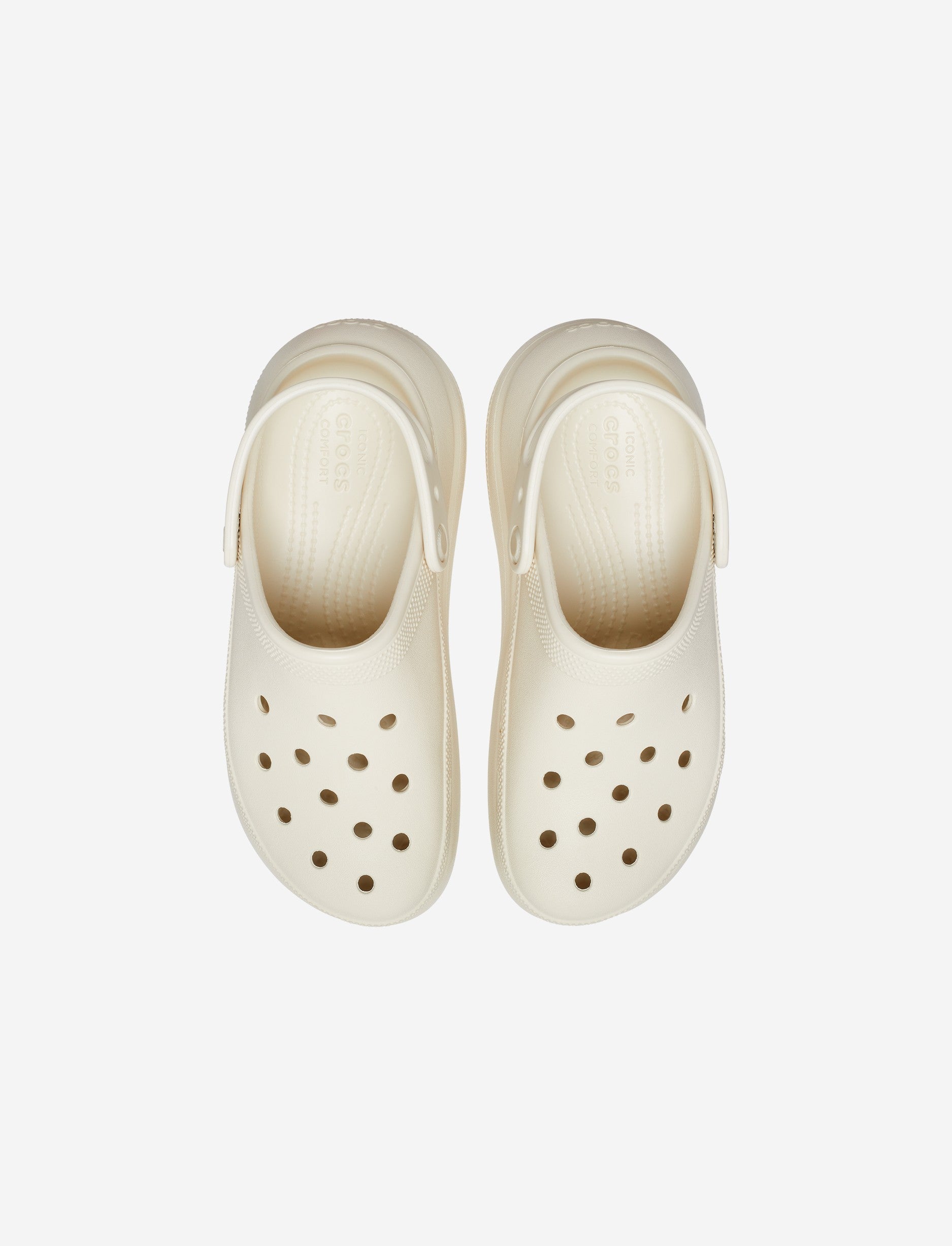 Crocs Classic Crush Clog - כפכפי פלטפורמה קרוקס קראש לנשים בצבע קרם