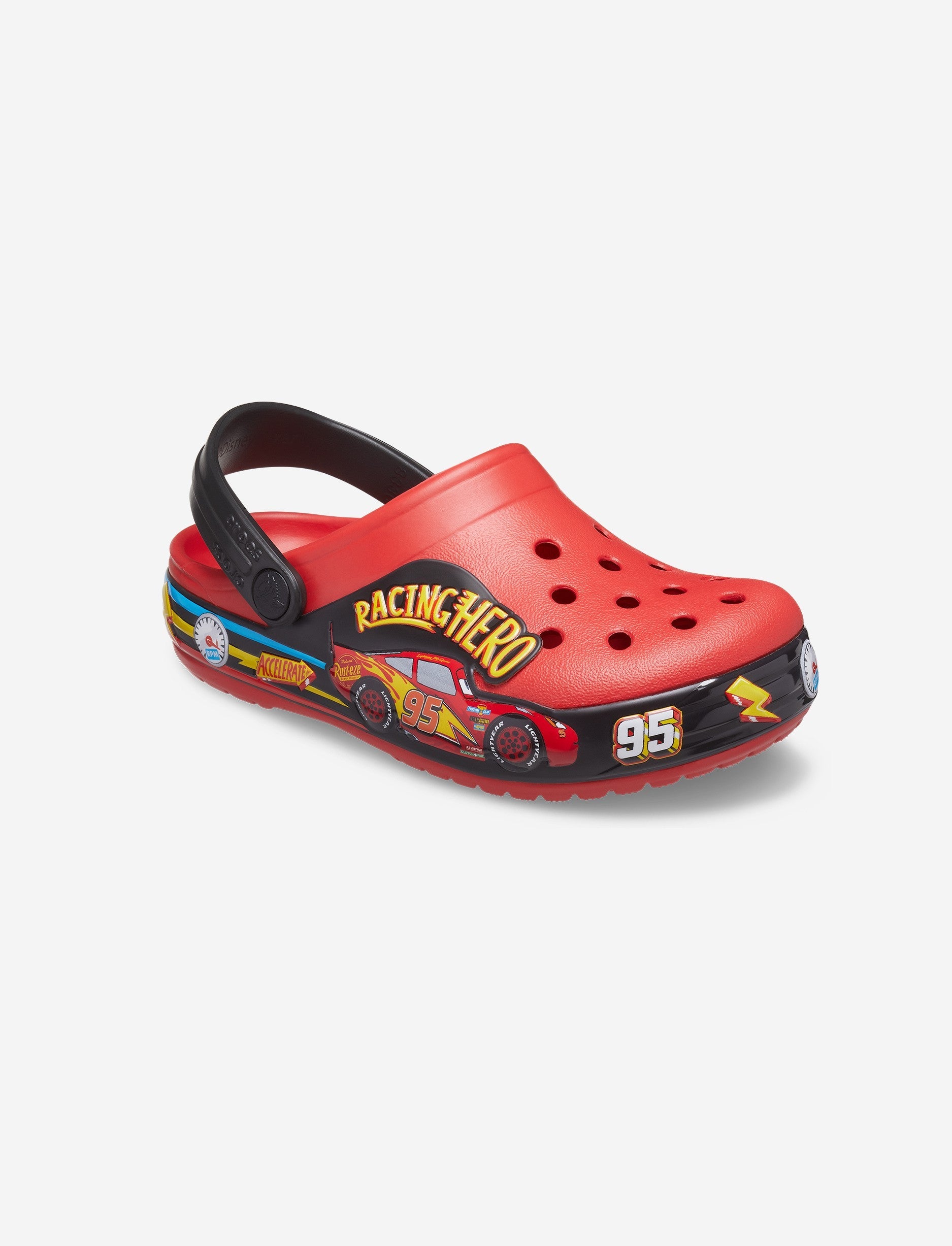 Crocs FL Cars Lights Band Clog T - כפכפי קרוקס לילדים בעיצוב "המכוניות" בצבע אדום פליים