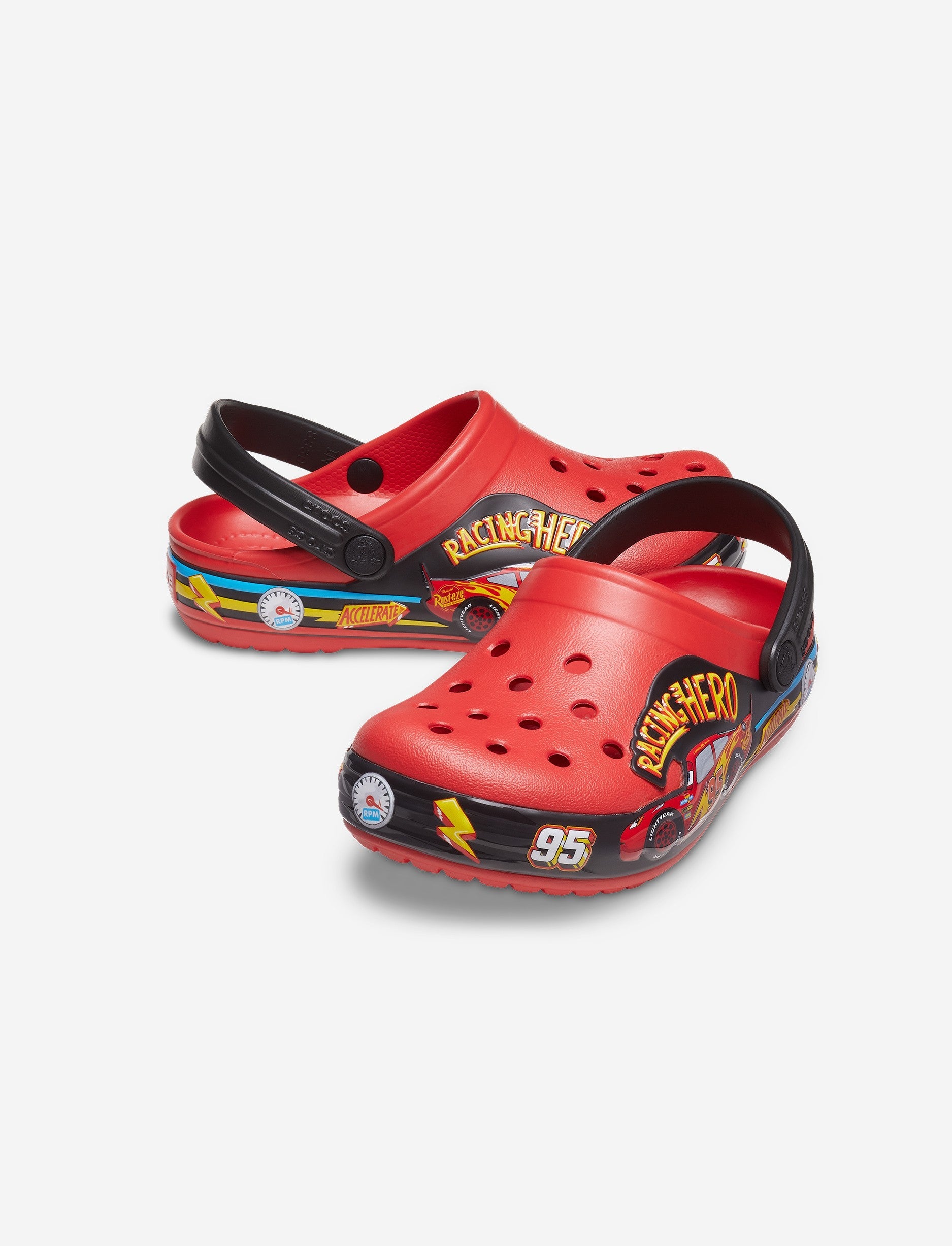 Crocs FL Cars Lights Band Clog T - כפכפי קרוקס לילדים בעיצוב "המכוניות" בצבע אדום פליים
