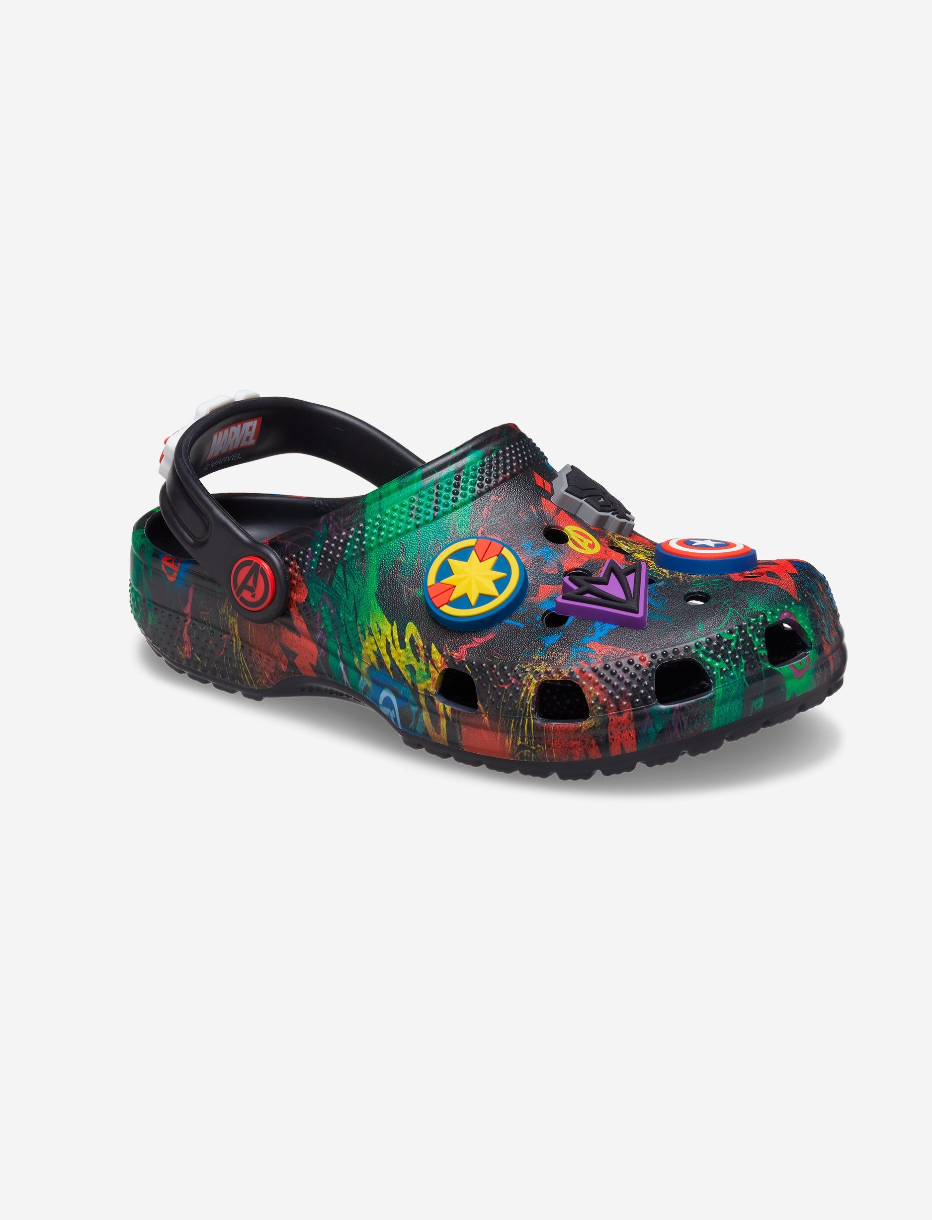 Classic Marvel Avengers Clog K - כפכפי קרוקס לילדים מרבל גיבורי על בצבע שחור בהדפס צבעוני