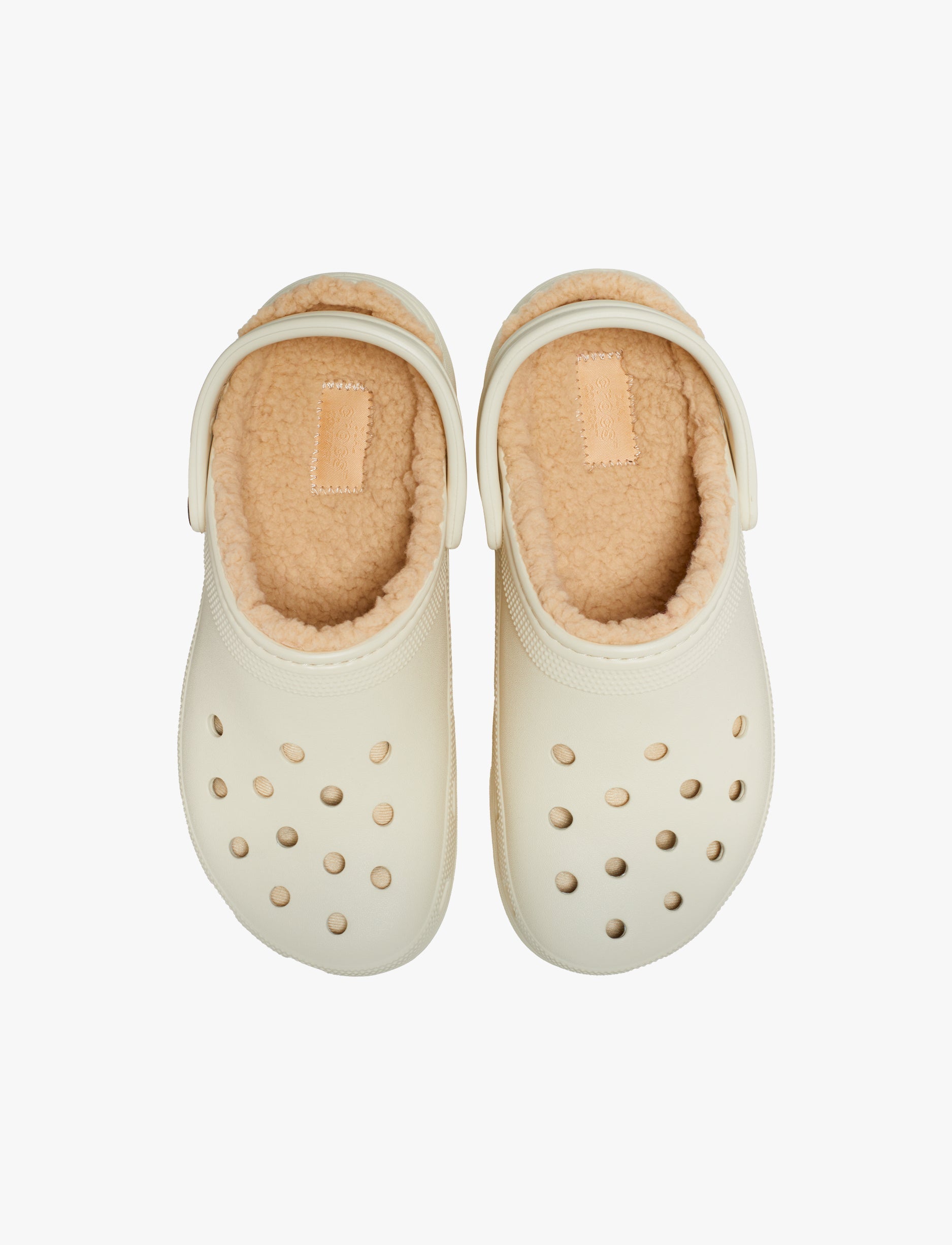 Crocs Classic Platform Lined Clog W - כפכפי קרוקס פלטפורמה עם פרווה לנשים בצבע קרם