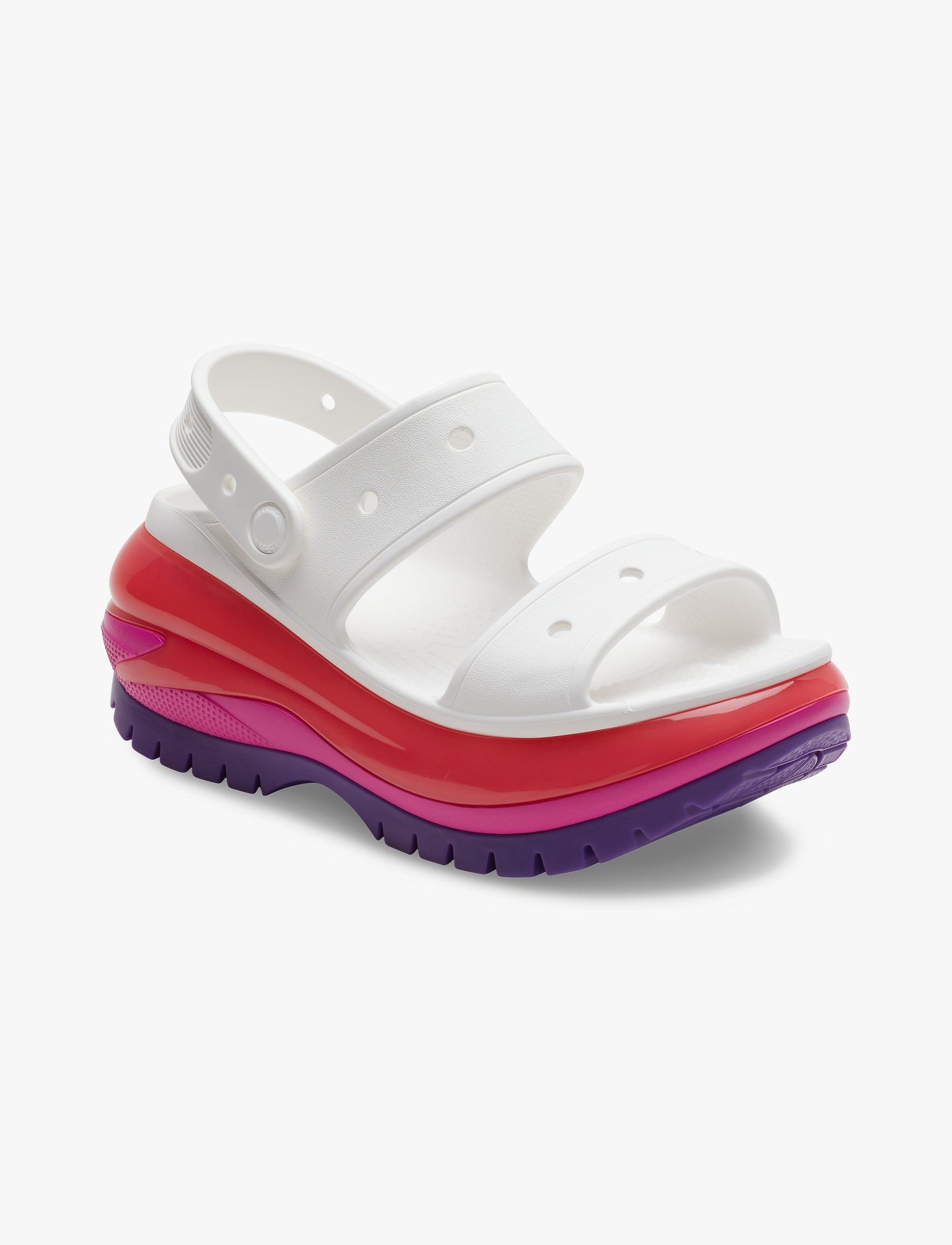 Crocs Classic Mega Crush Sandal - סנדל פלטפורמה קרוקס לנשים בצבע לבן מולטי