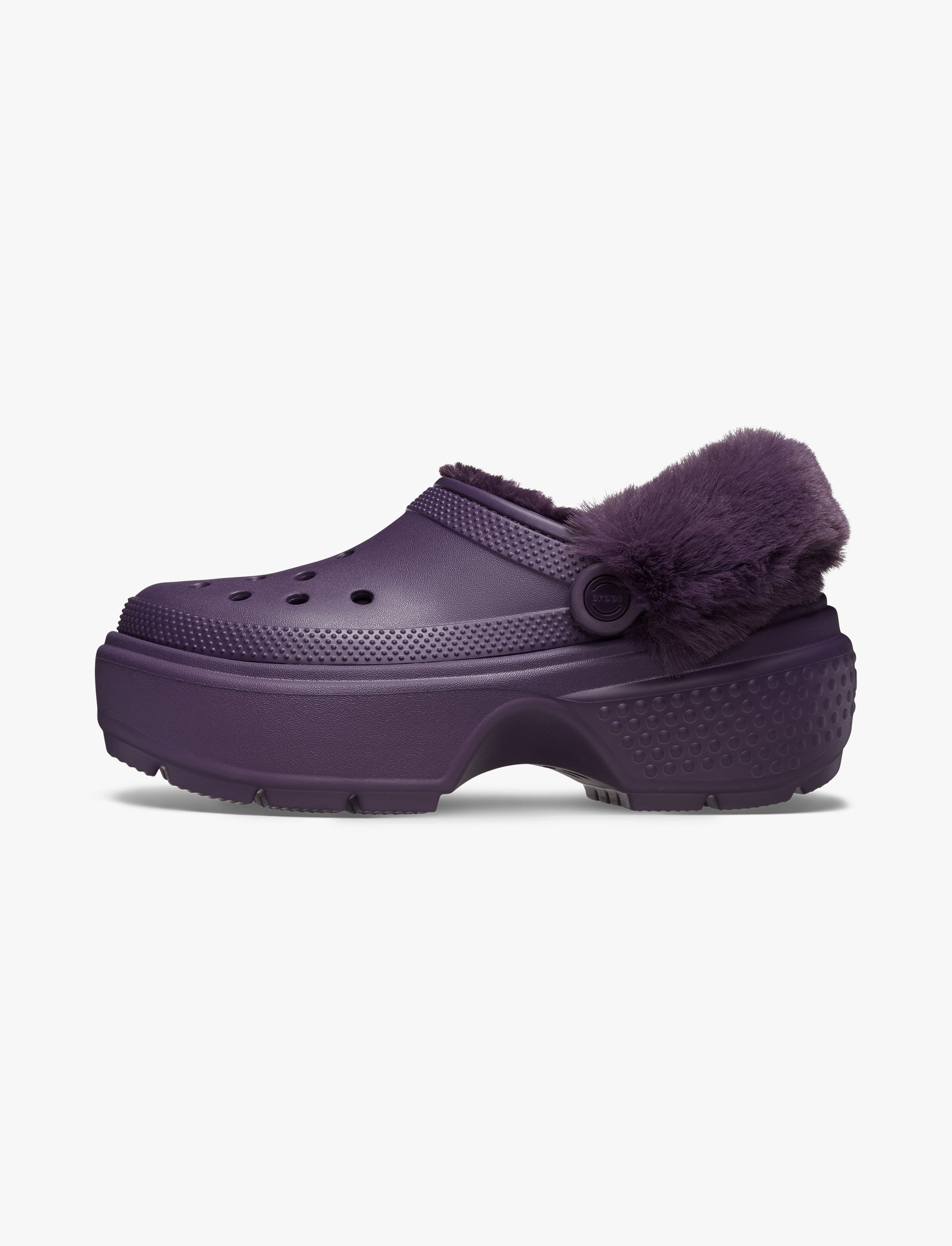 Crocs Stomp Lined Clog - כפכפי פלטפורמה קלוג סטומפ פרוותיים לנשים בצבע איריס כהה