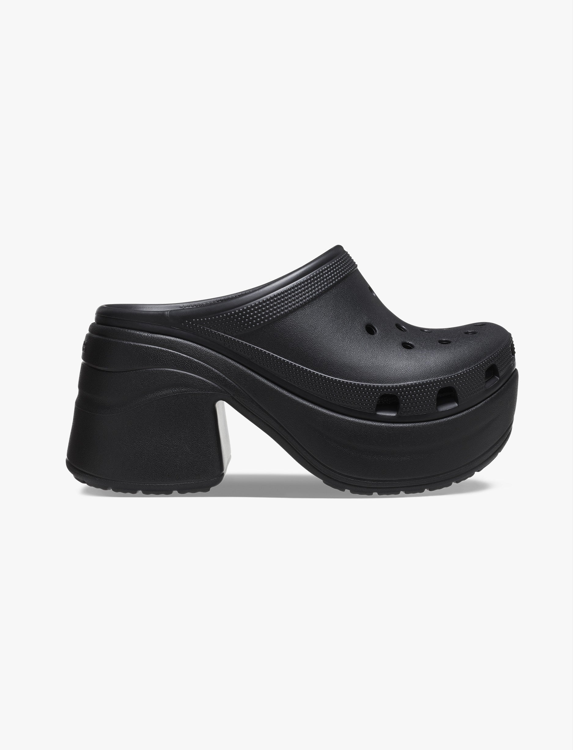Crocs Siren Clog - כפכפי קלוג קרוקס עם עקב פלטפורמה גבוה לנשים בצבע שחור