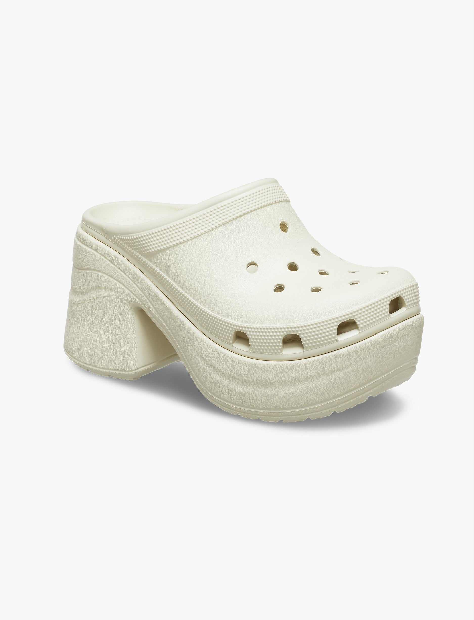 Crocs Siren Clog - כפכפי קלוג קרוקס עם עקב פלטפורמה גבוה לנשים בצבע עצם