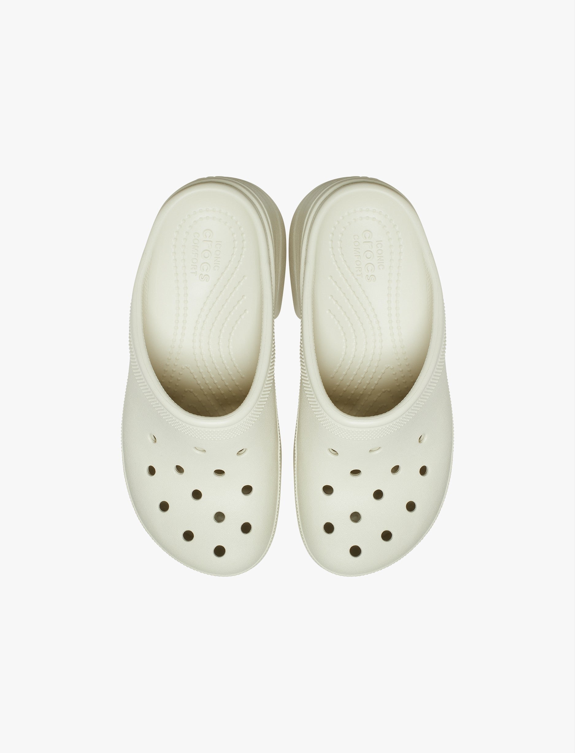 Crocs Siren Clog - כפכפי קלוג קרוקס עם עקב פלטפורמה גבוה לנשים בצבע עצם