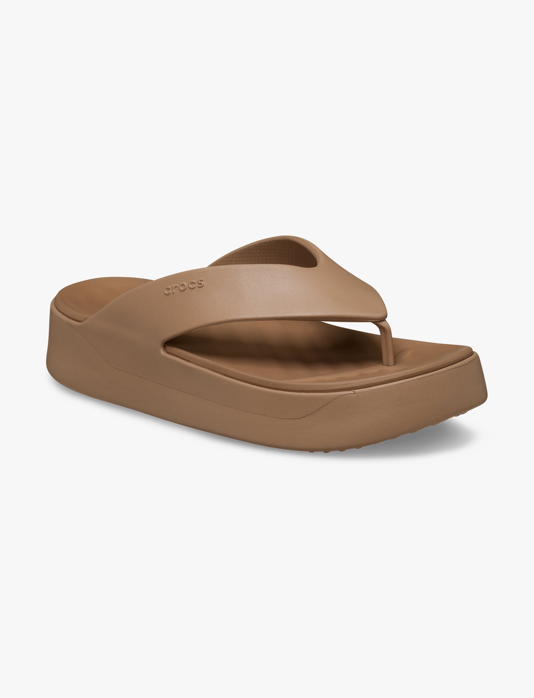 Crocs Getaway Platform Flip - כפכפי אצבע פלטפורמה קרוקס לנשים בצבע שוקולד חלב