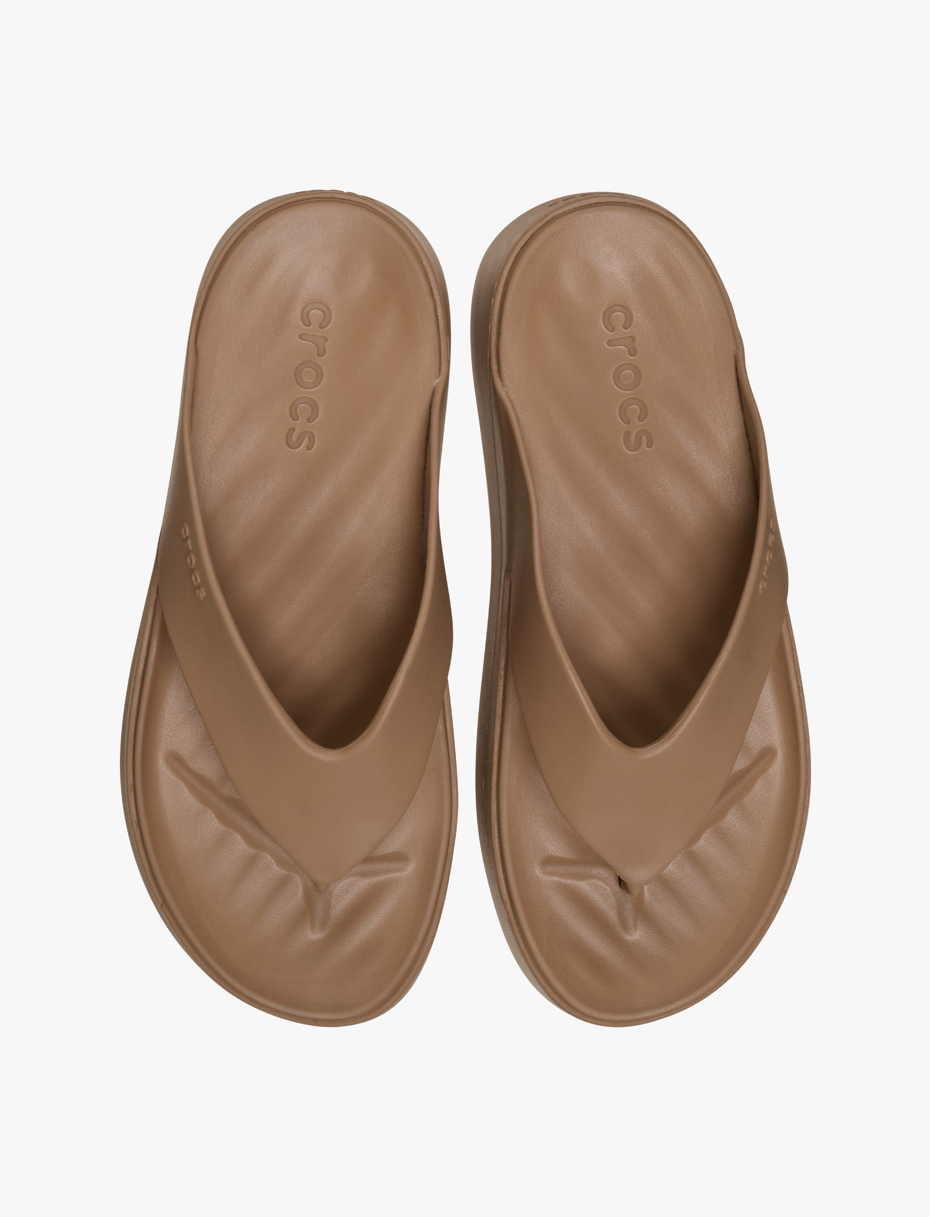 Crocs Getaway Platform Flip - כפכפי אצבע פלטפורמה קרוקס לנשים בצבע שוקולד חלב