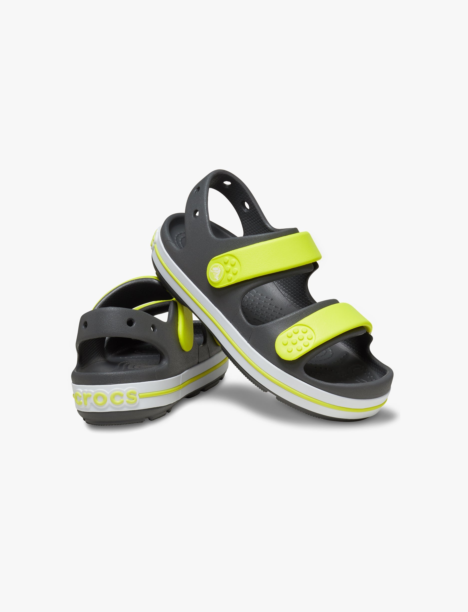 Crocs Crocband Cruiser Sandal K - סנדלי קרוקבנד לילדים בצבע אפור/ירוק זרחני