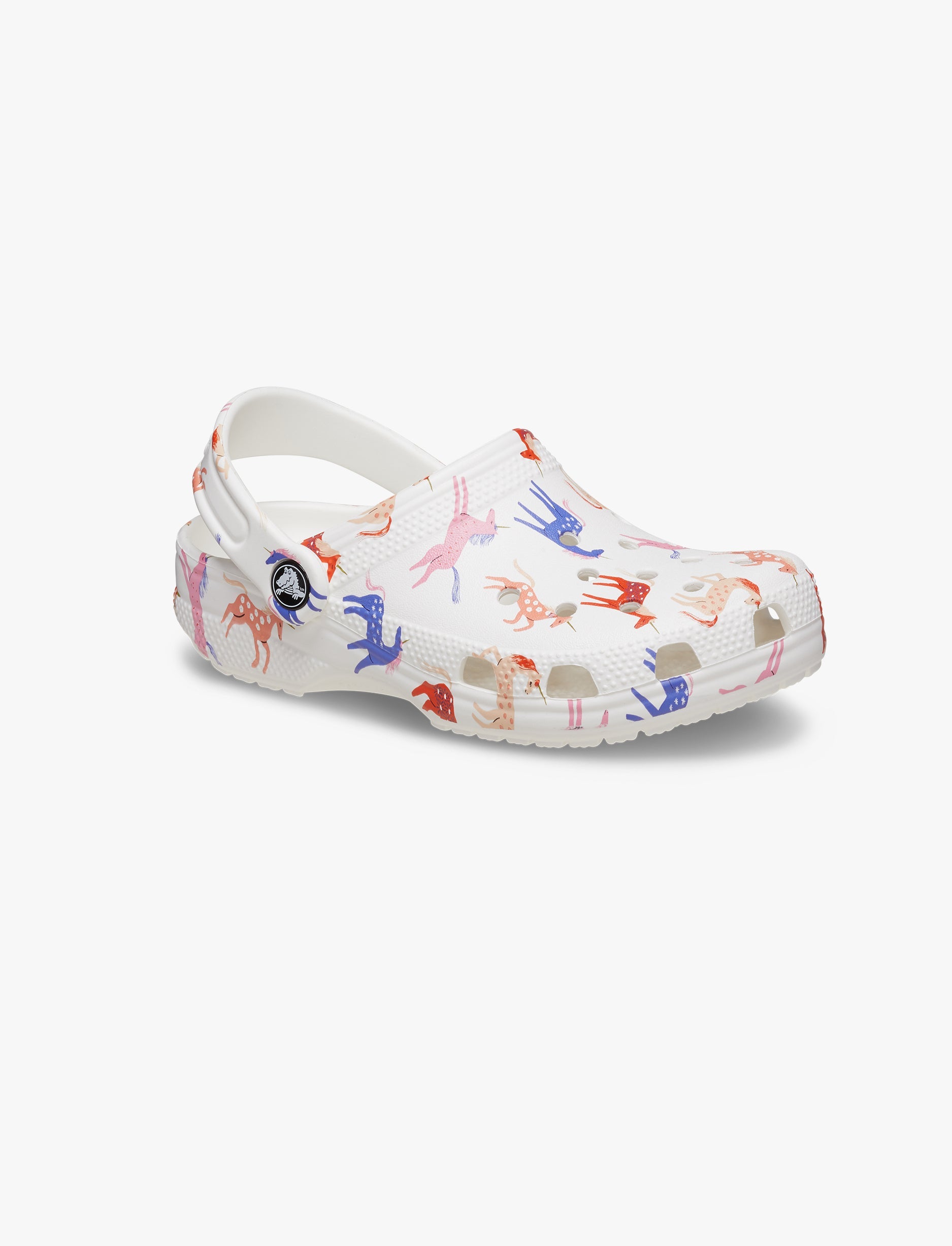 Crocs Classic Character Print Clog T - כפכפים לילדים קרוקס בצבע לבן/צבעוני בהדפס יוניקורן מידות קטנות