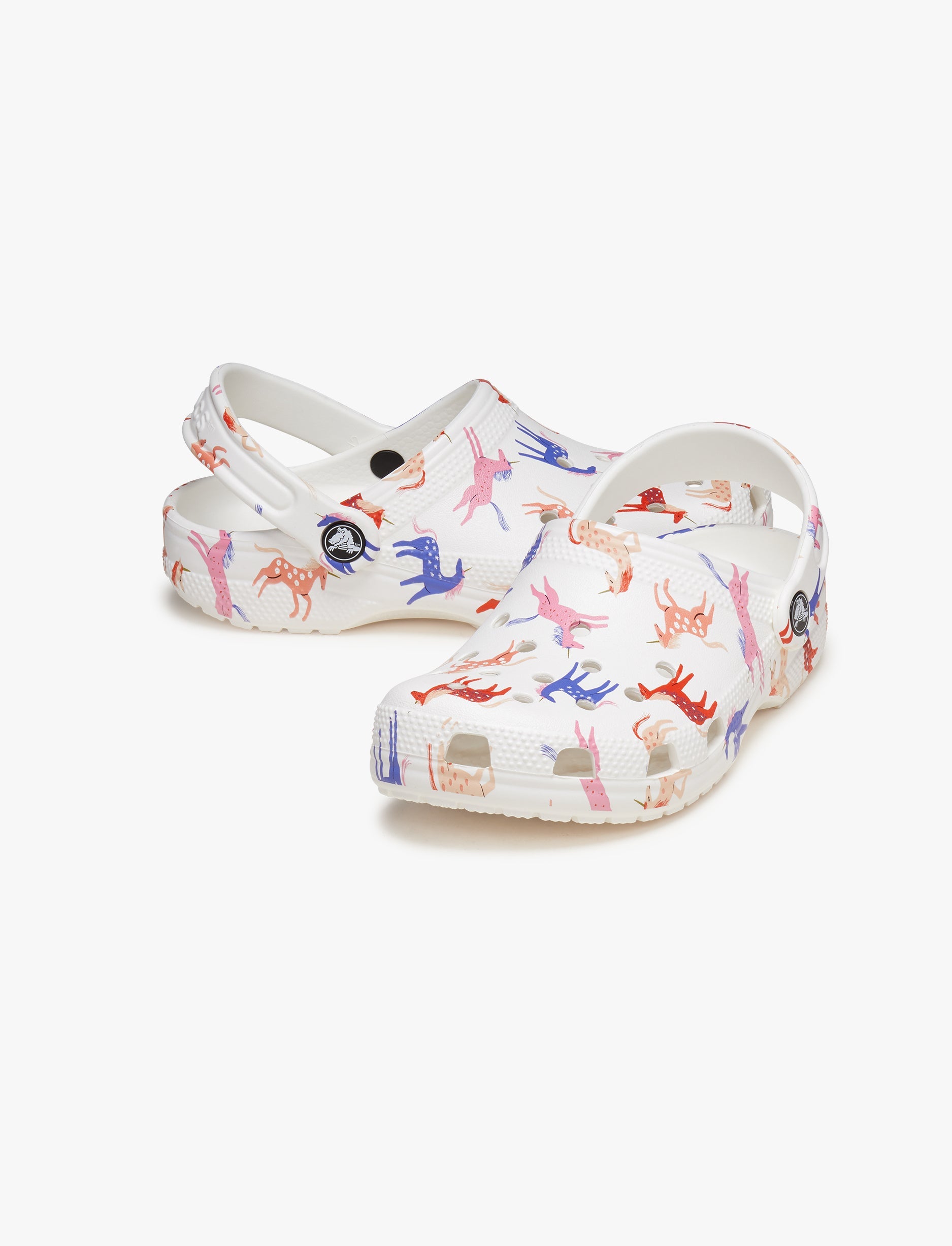 Crocs Classic Character Print Clog T - כפכפים לילדים קרוקס בצבע לבן/צבעוני בהדפס יוניקורן מידות קטנות