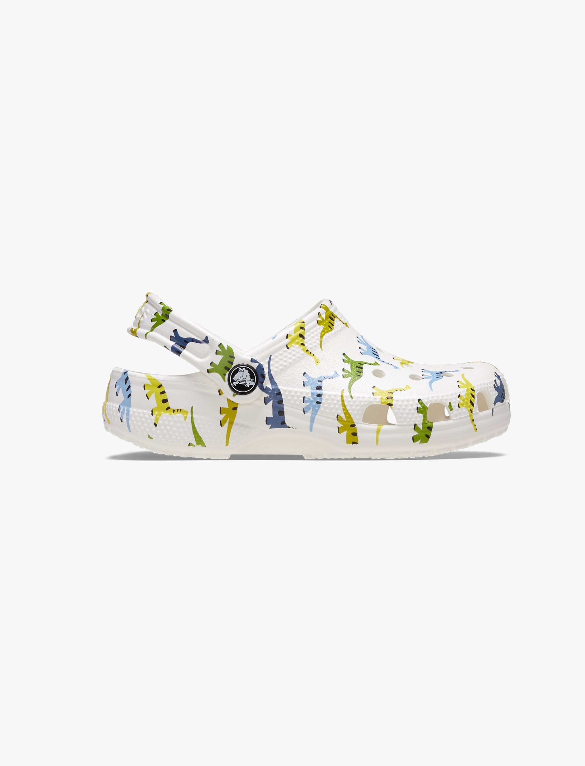 Crocs Classic Character Print Clog T - כפכפים לילדים קרוקס בצבע לבן/צבעוני בהדפס דינוזאור מידות קטנות
