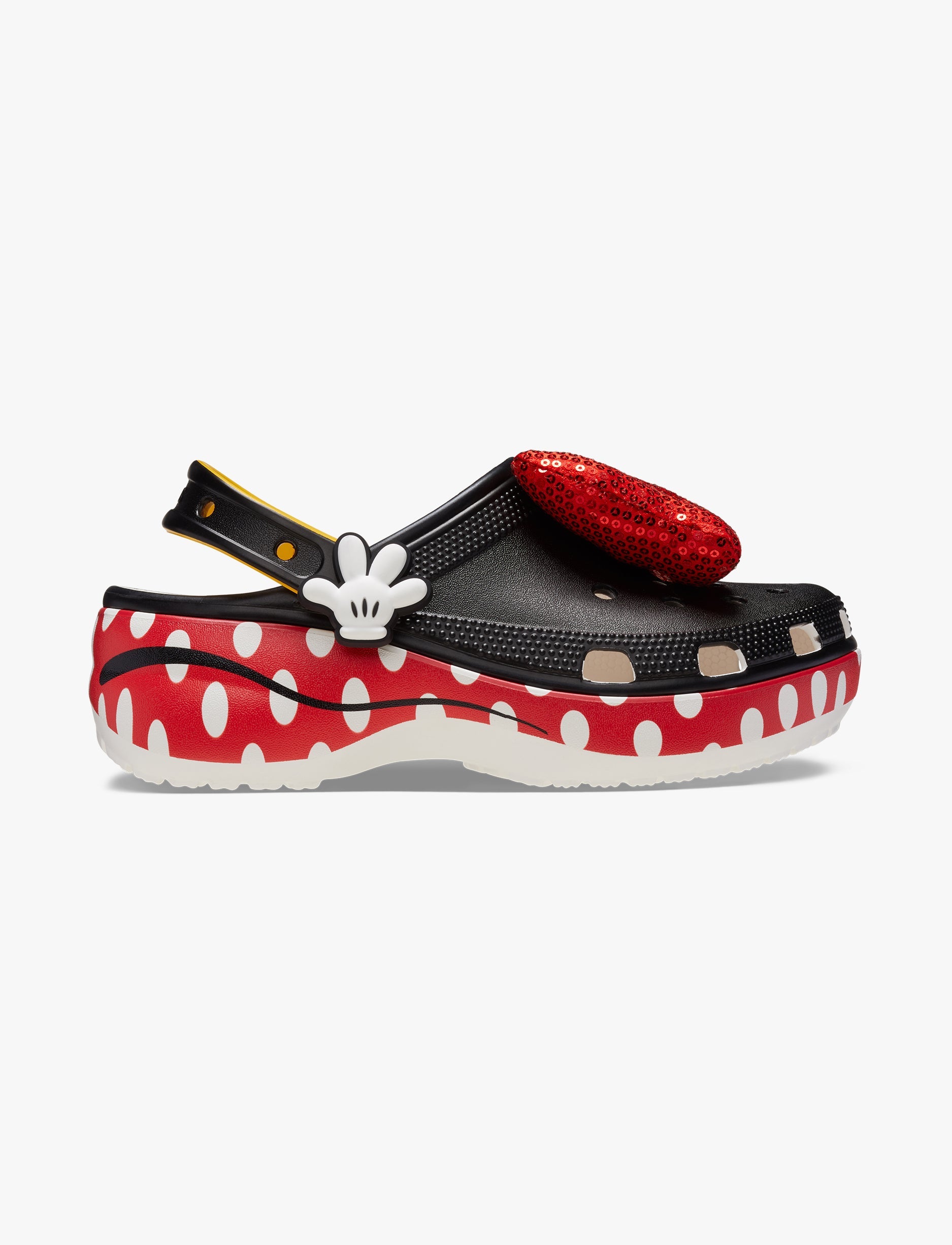 Crocs Minnie Mouse Classic Platform Clog - כפכפי פלטפרומה קרוקס מיני מאוס לנשים בצבע שחור/אדום/לבן