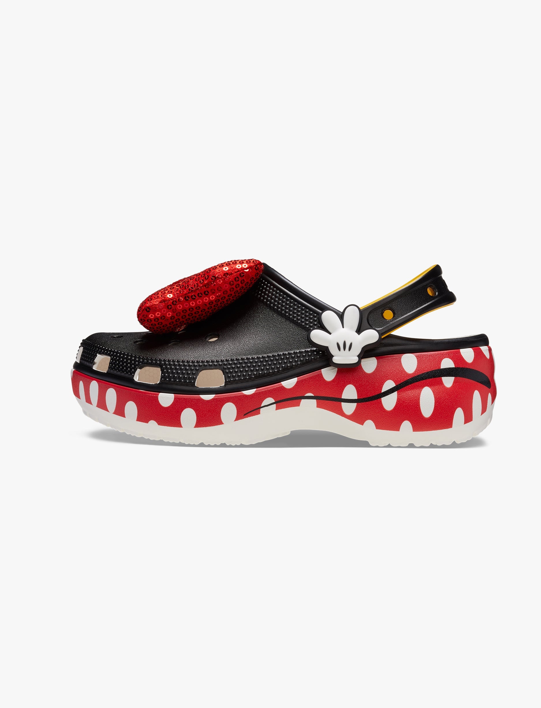 Crocs Minnie Mouse Classic Platform Clog - כפכפי פלטפרומה קרוקס מיני מאוס לנשים בצבע שחור/אדום/לבן