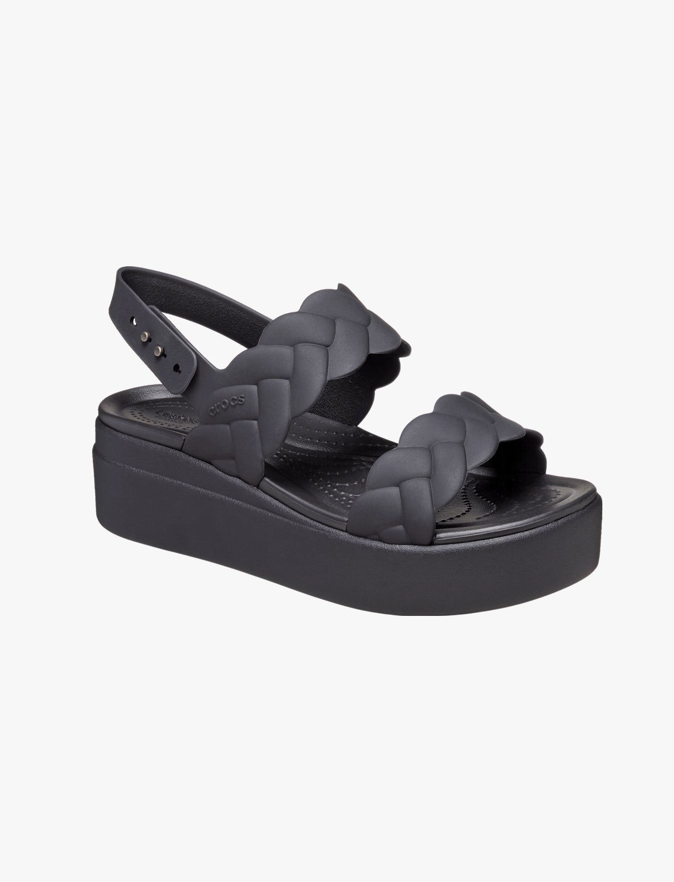 Crocs Brooklyn Woven Upper Low Wedge - סנדלי פלטפורמה קרוקס ברוקלין לנשים בצבע שחור