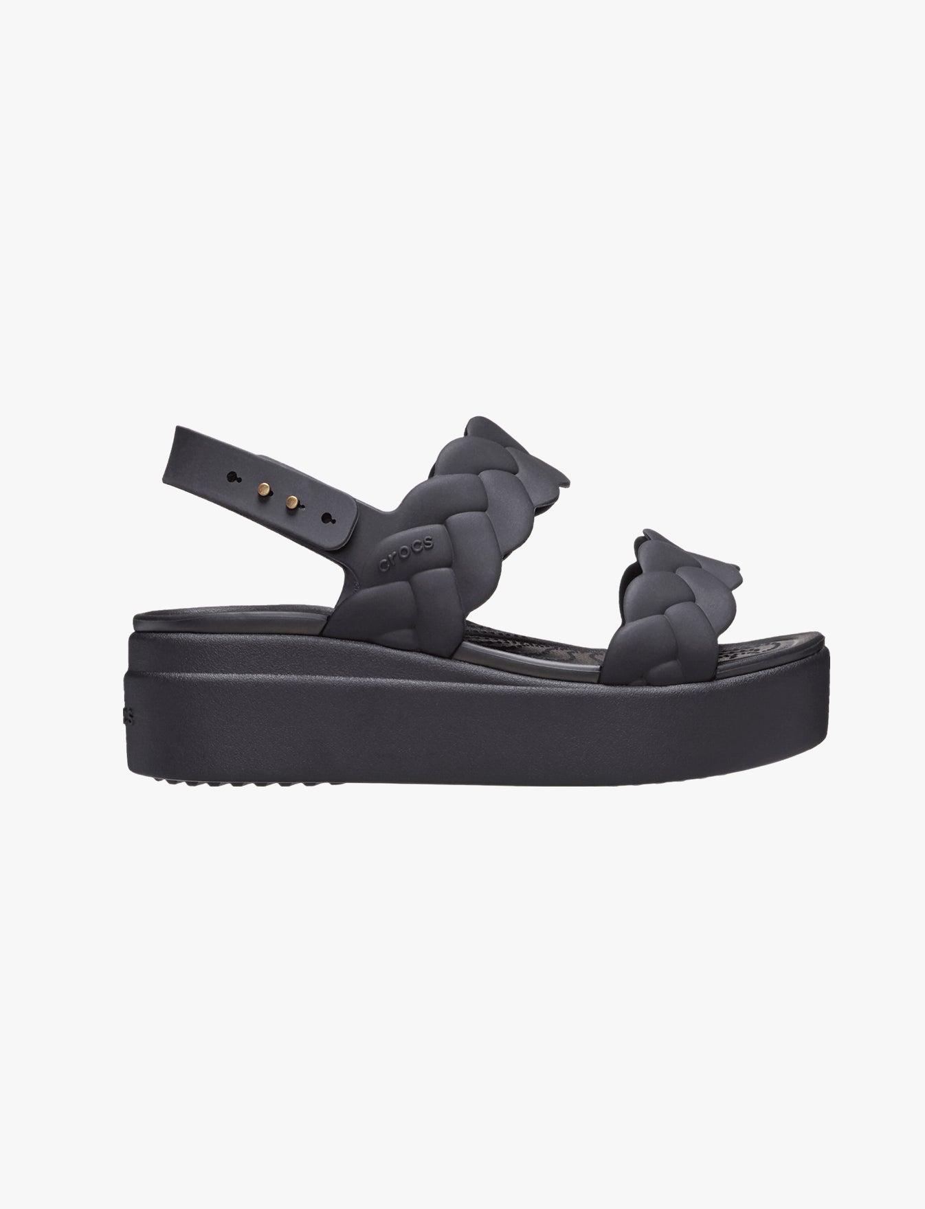 Crocs Brooklyn Woven Upper Low Wedge - סנדלי פלטפורמה קרוקס ברוקלין לנשים בצבע שחור