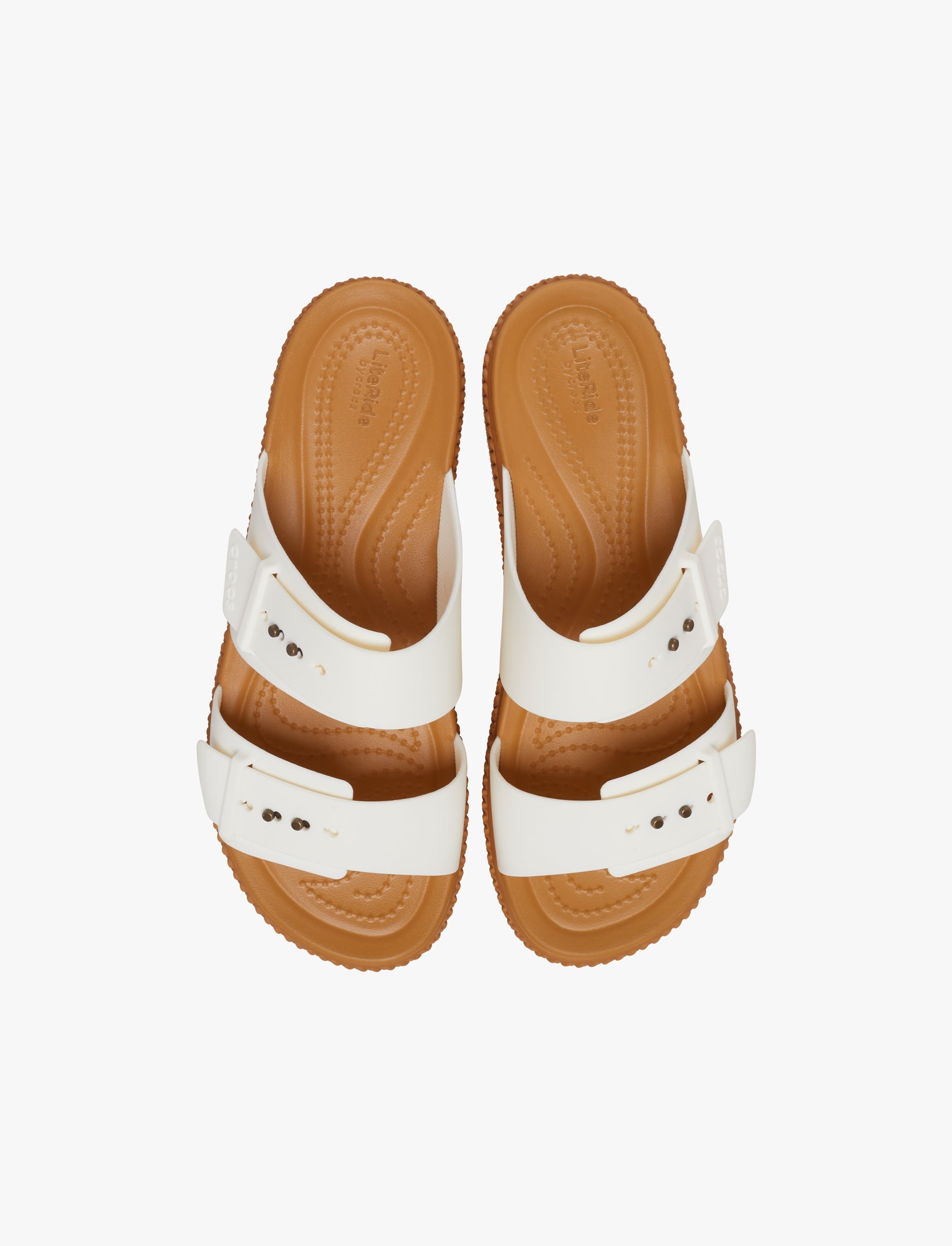 Crocs Brooklyn Woven Buckle - כפכפי פלטפורמה קרוקס לנשים עם סוליה קלועה בצבע לבן גיר