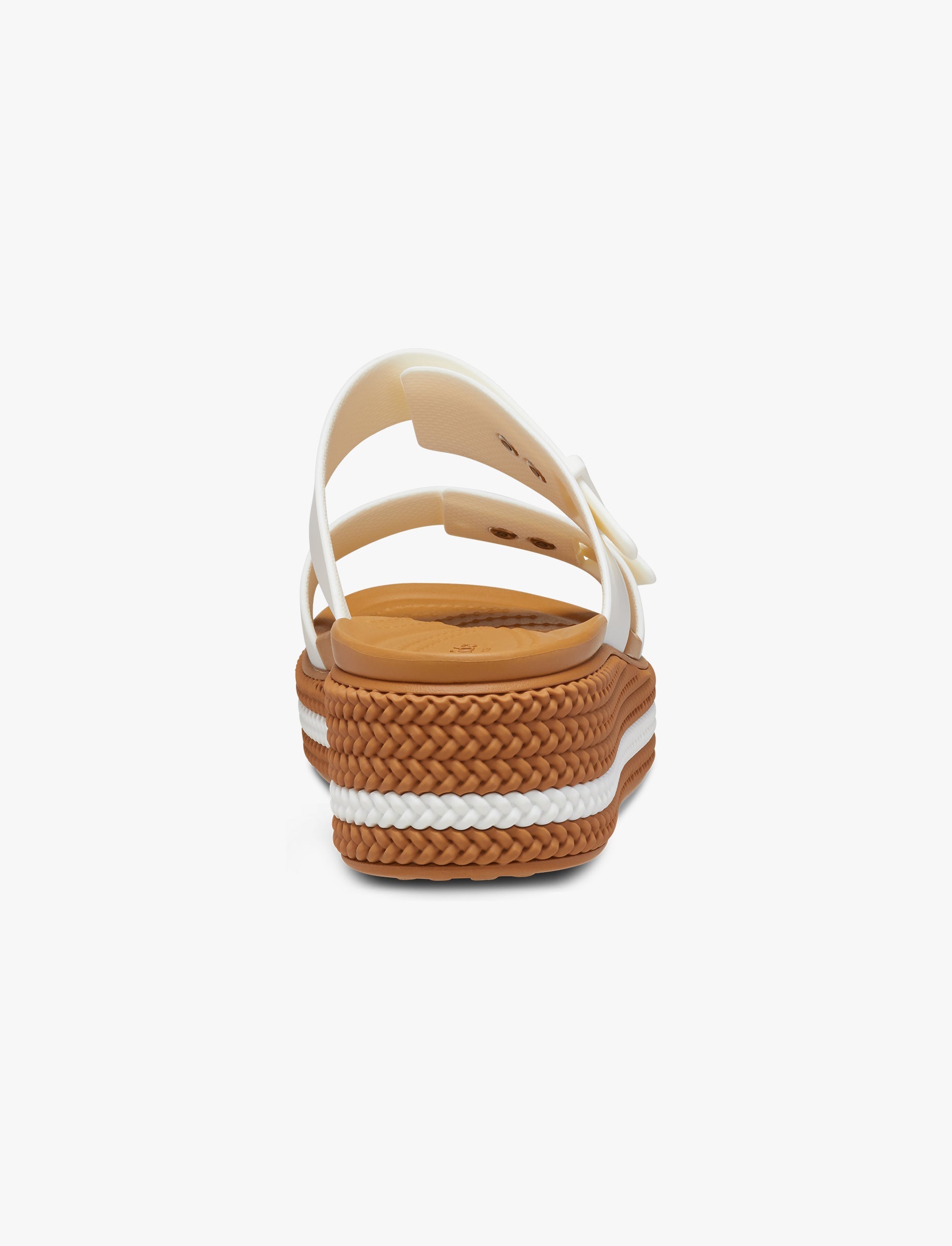 Crocs Brooklyn Woven Buckle - כפכפי פלטפורמה קרוקס לנשים עם סוליה קלועה בצבע לבן גיר