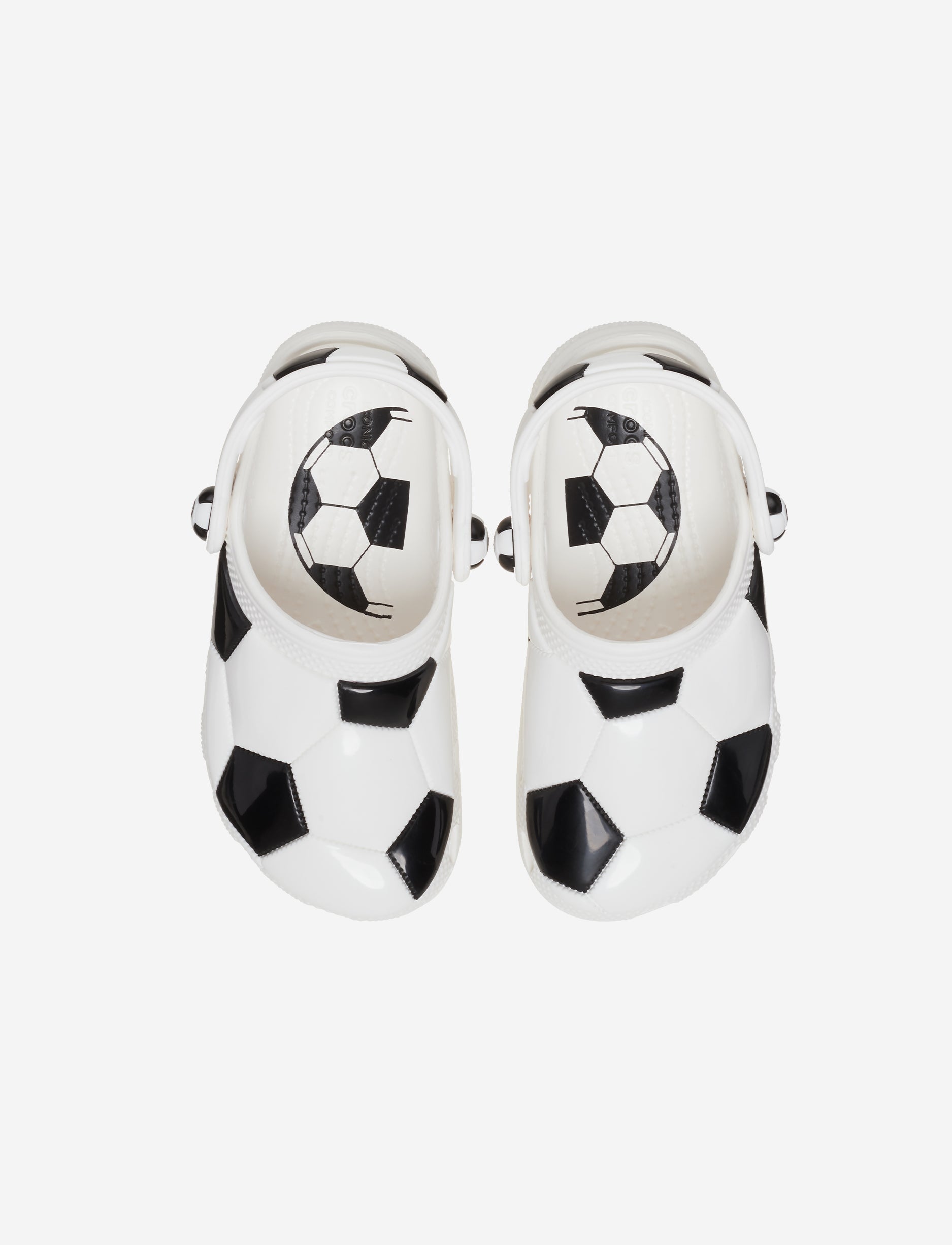 Crocs Classic Soccer Ball Clog T - כפכפי קרוקס קלוג לילדים בצבע לבן/שחור בהדפס כדור רגל מידות קטנות