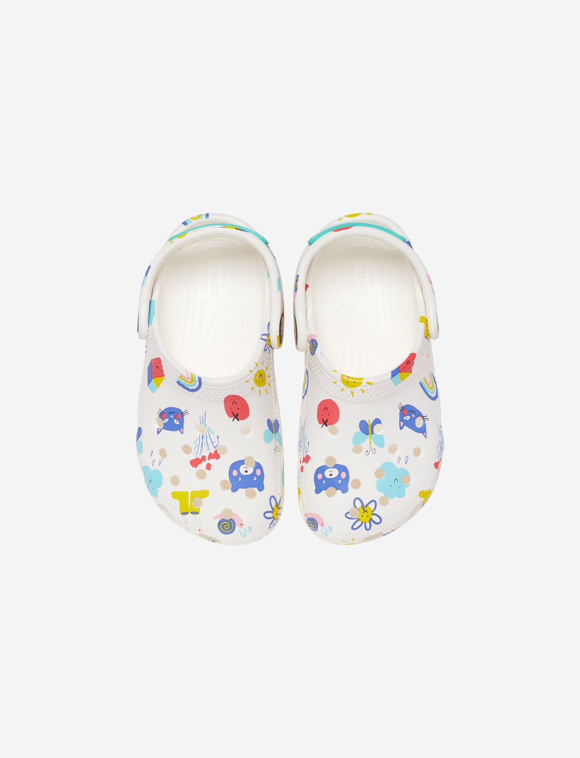Crocs Classic Soccer Ball Clog T - כפכפי קרוקס קלוג לילדים בצבע לבן בהדפסים צבעוניים מידות קטנות
