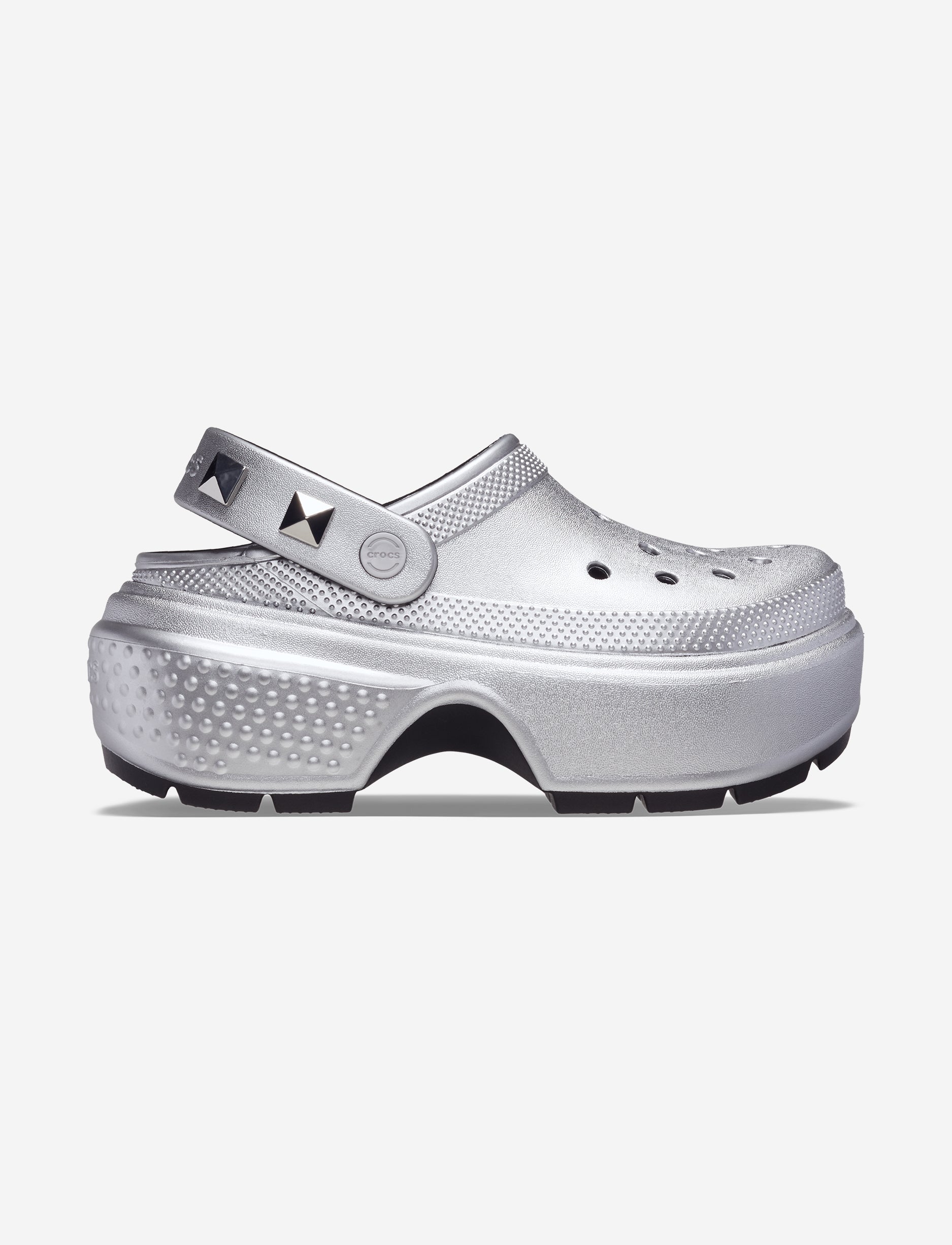 Crocs Stomp Metallic Clog - כפכפי קלוג פלטפורמה קרוקס לנשים בצבע כסף