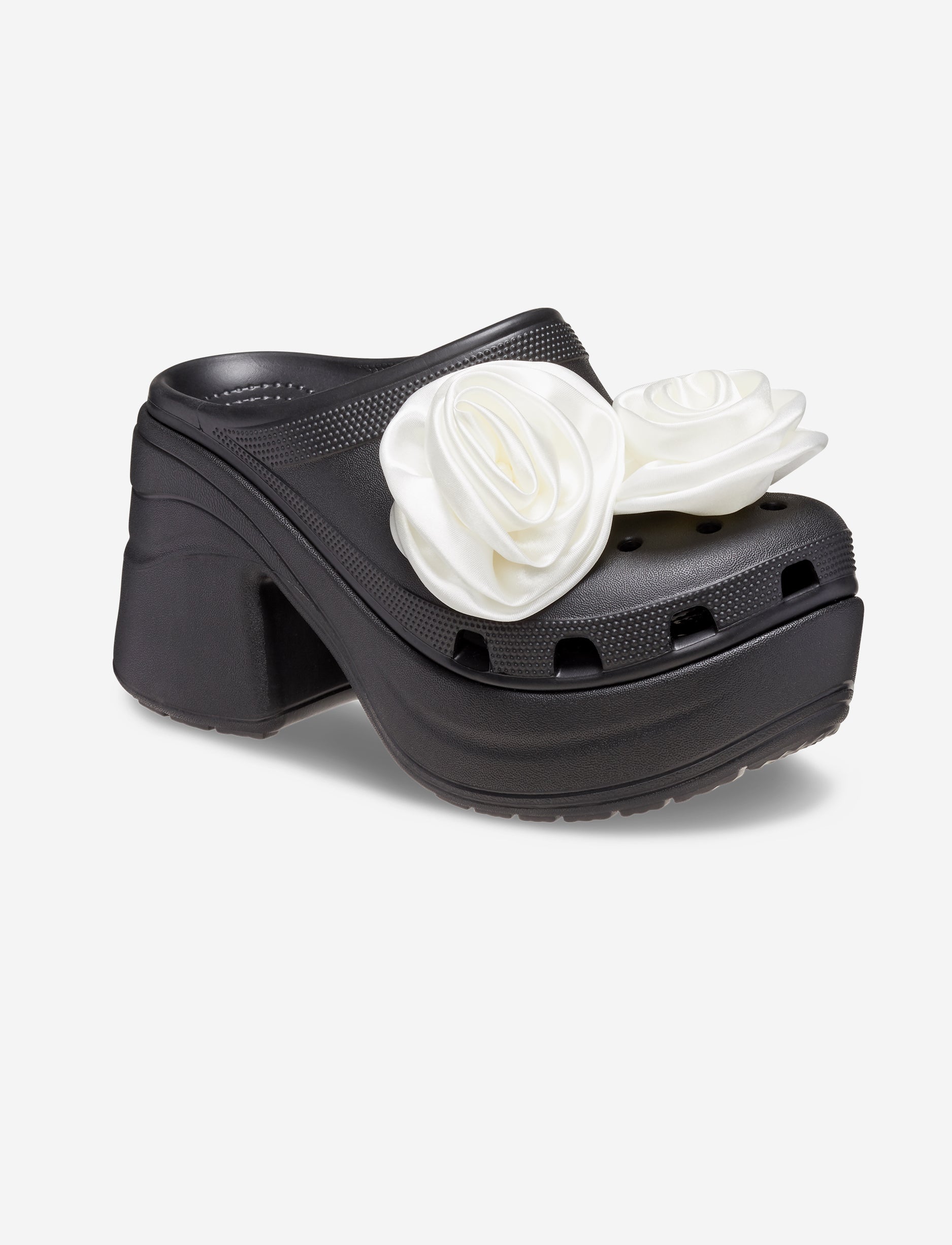 Crocs Siren Rosette Clog - כפכפי עקב פלטפורמה קרוקס בעיטור פפיון בצבע שחור/לבן