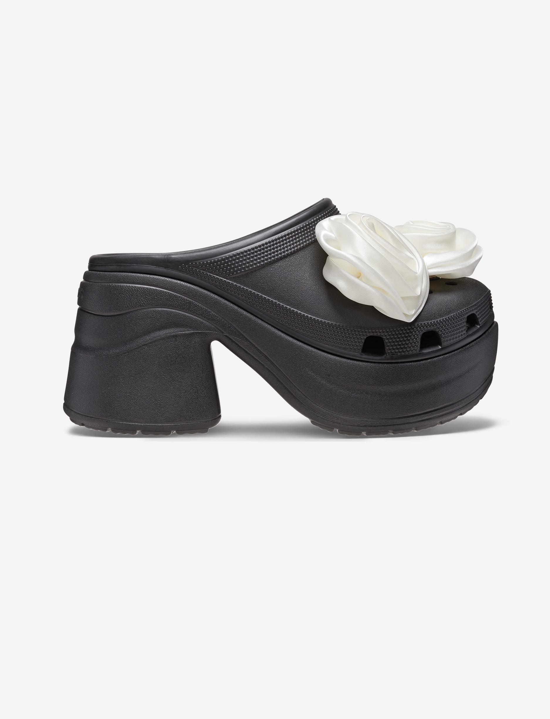 Crocs Siren Rosette Clog - כפכפי עקב פלטפורמה קרוקס בעיטור פפיון בצבע שחור/לבן