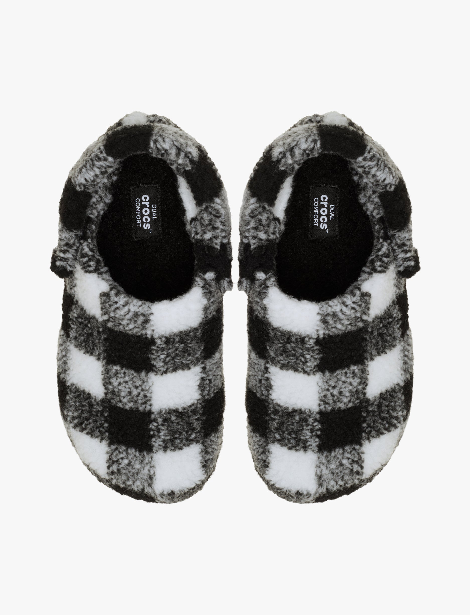 Crocs Classic Buffalo Check Cozzzy Slipper - נעלי בית קרוקס עם הדפס משובץ בצבע שחור/לבן