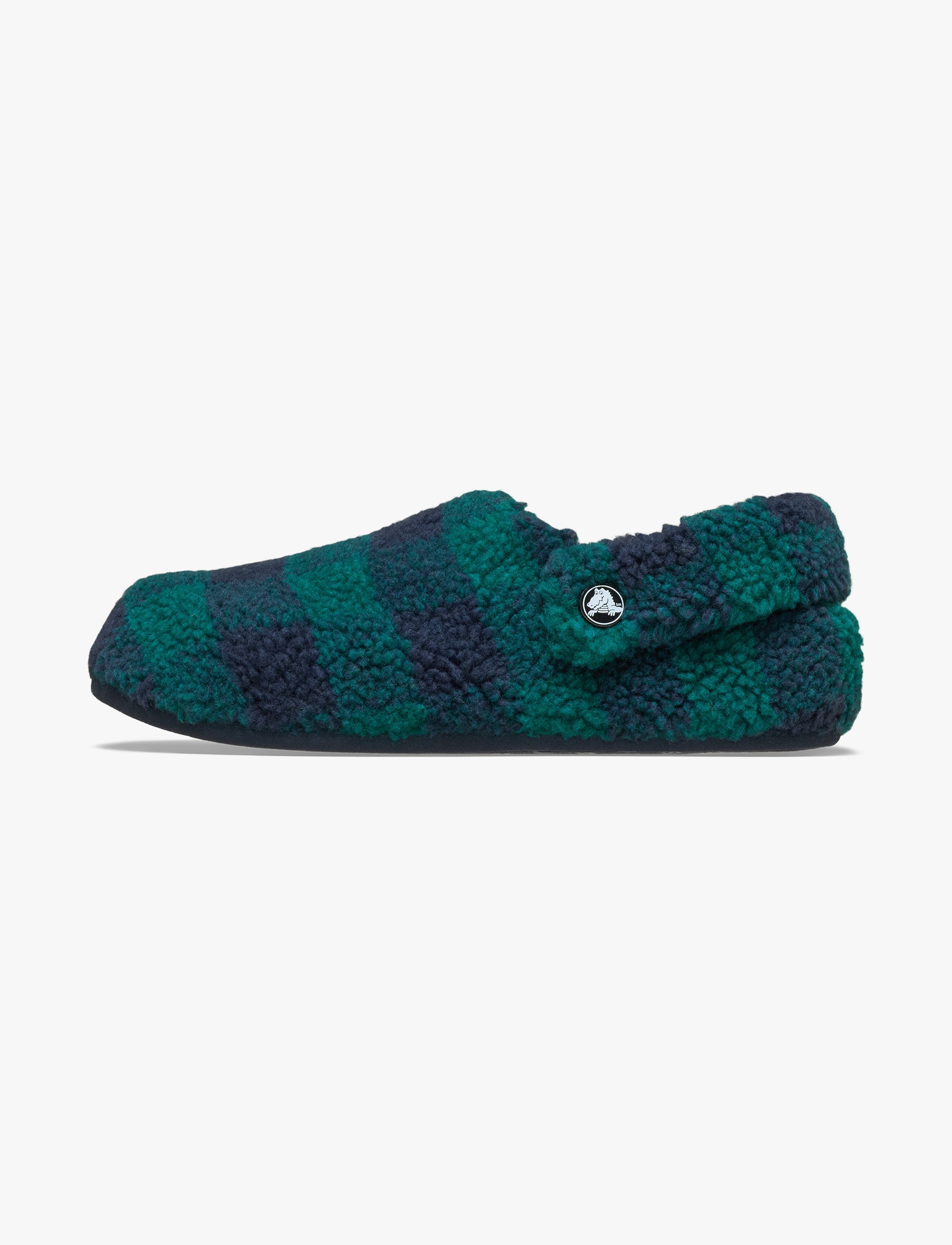 Crocs Classic Buffalo Check Cozzzy Slipper - נעלי בית קרוקס עם הדפס משובץ בצבע ירוק הוסטה/נייבי