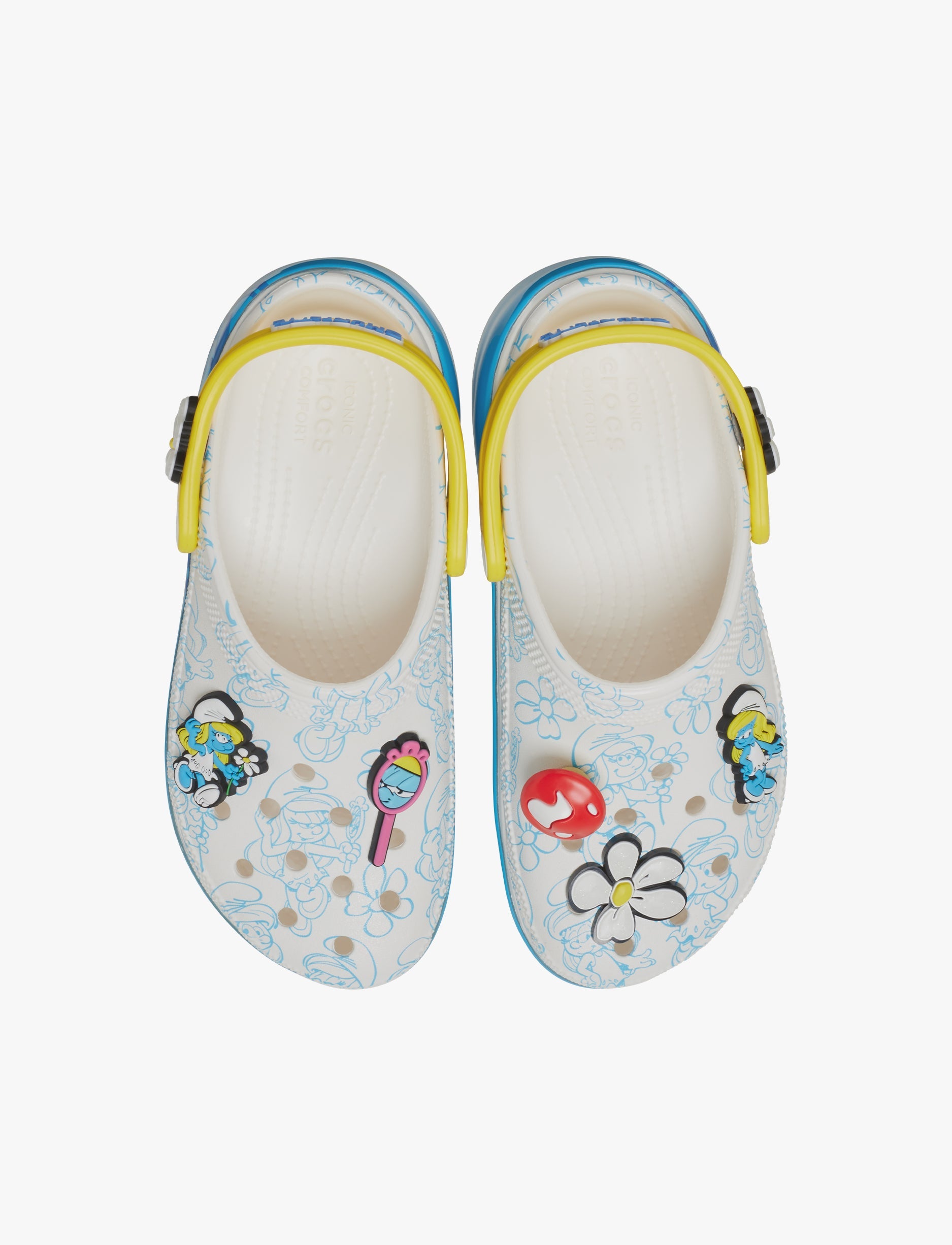 Crocs Smurfs Platform Clog - כפכפי קרוקס קלוג פלטפורמה הדרדסים לנשים בצבע לבן/תכלת