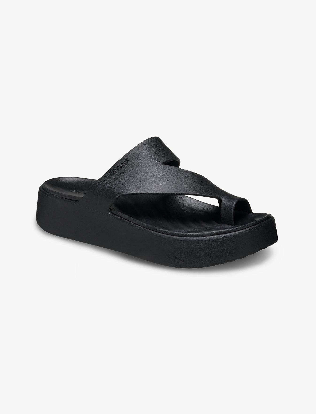 Crocs Getaway Platform Toe Loop - כפכפי אצבע פלטפורמה קרוקס לנשים בצבע שחור