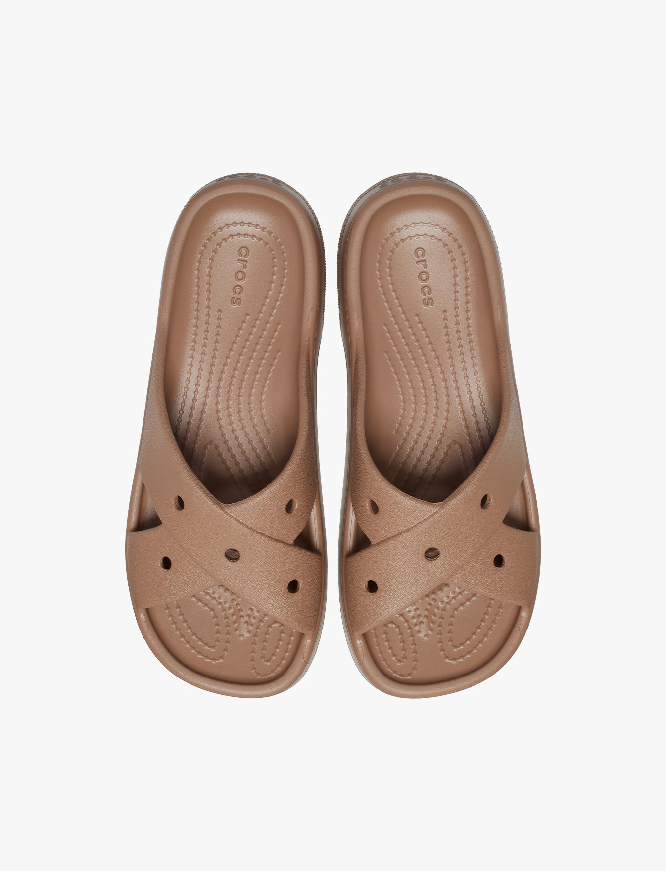 Crocs Classic Women's Cross Strap - כפכפי קרוקס לנשים בצבע חום