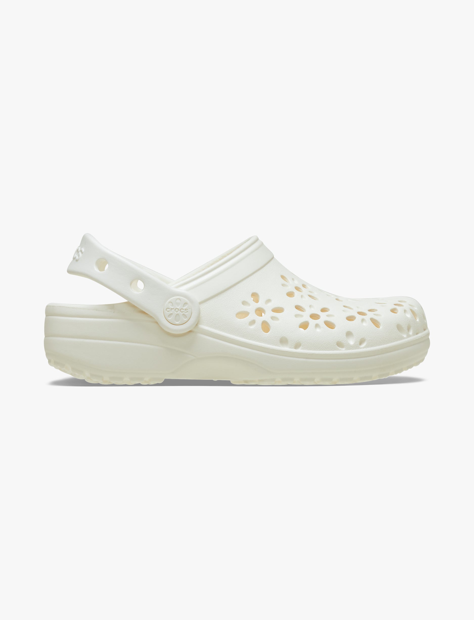 Crocs Classic Floral Cut Out Clog - כפכפי קרוקס לנשים בצבע לבן גיר
